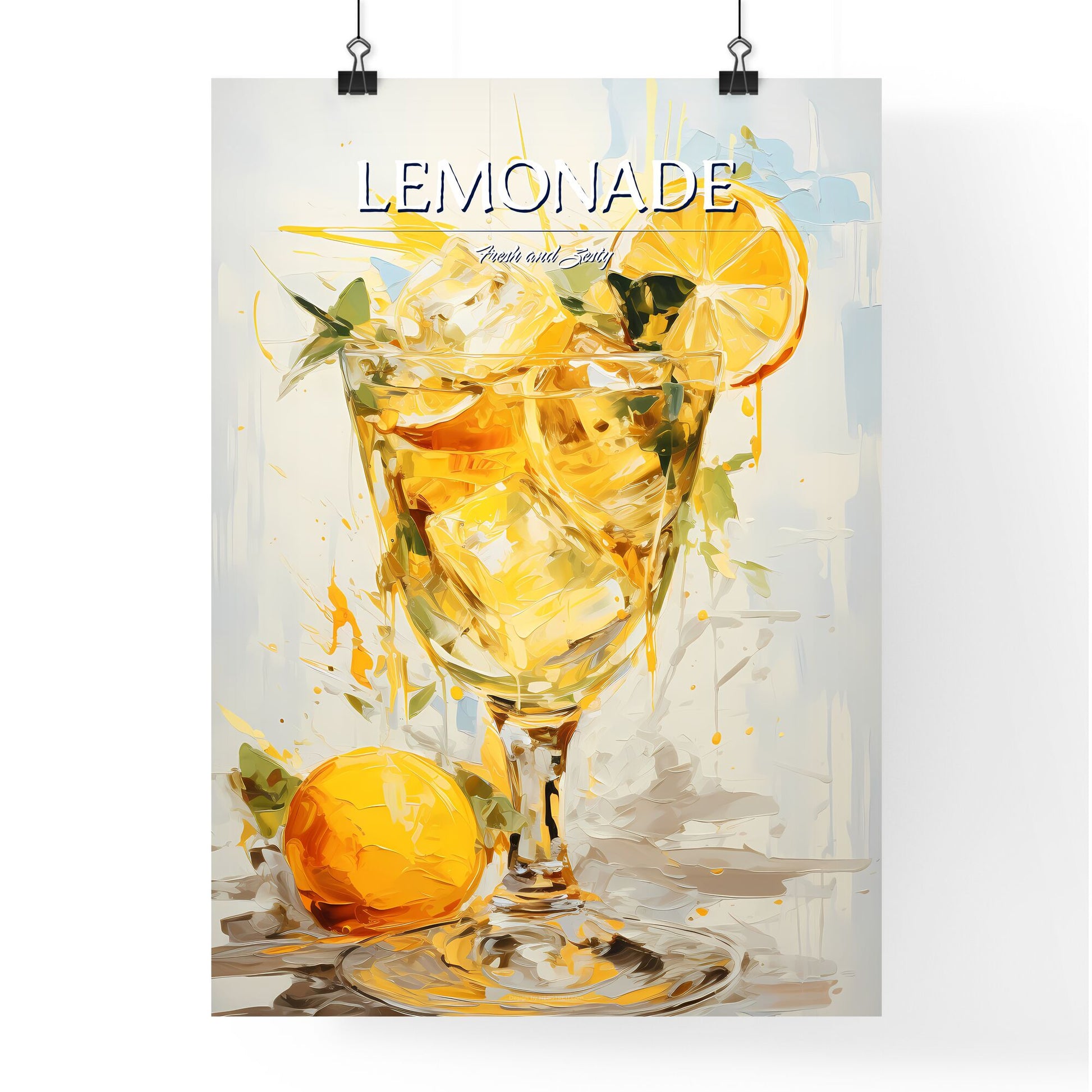 Cocktail With Lemon Over White - A Glass Of Liquid With Ice And Lemons Default Title