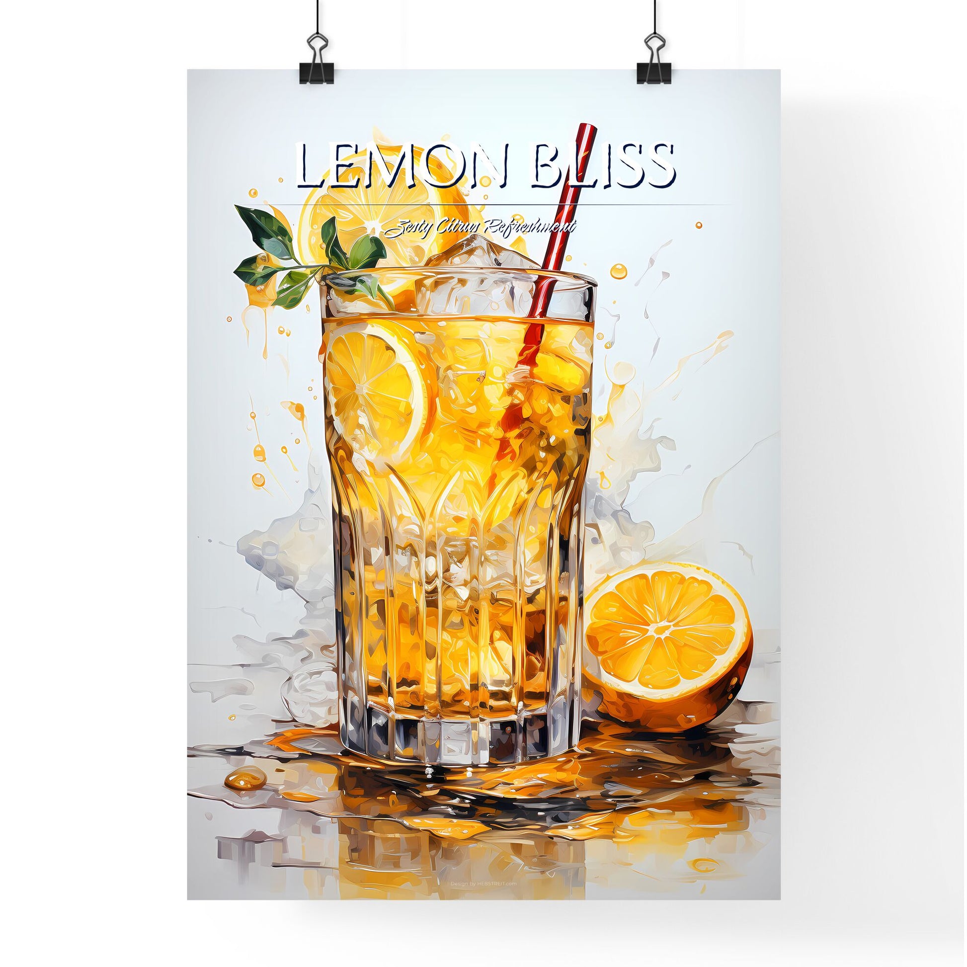 Cocktail With Lemon Over White - A Glass Of Ice Tea With Lemons And A Straw Default Title