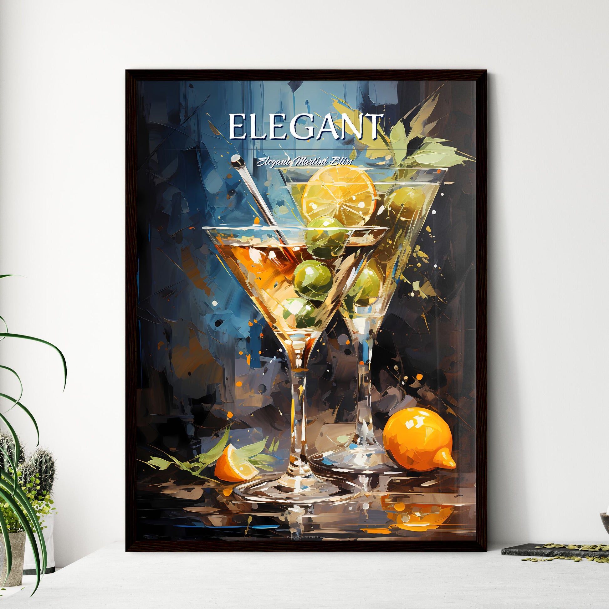 Dirty Martini Gin Vermouth - A Painting Of Two Glasses Of Martini With Fruit Default Title