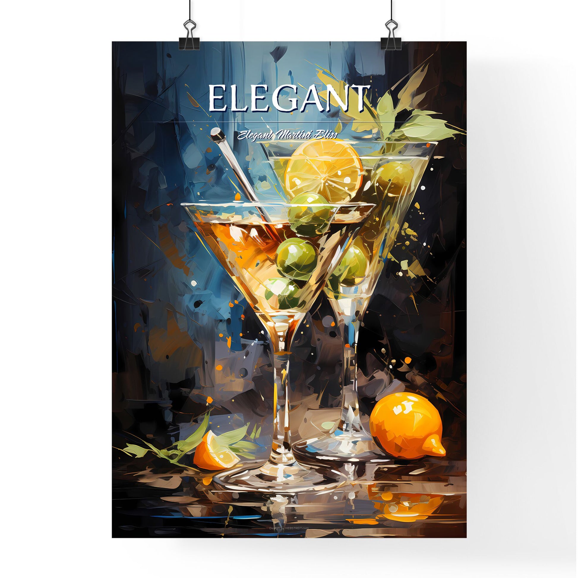 Dirty Martini Gin Vermouth - A Painting Of Two Glasses Of Martini With Fruit Default Title