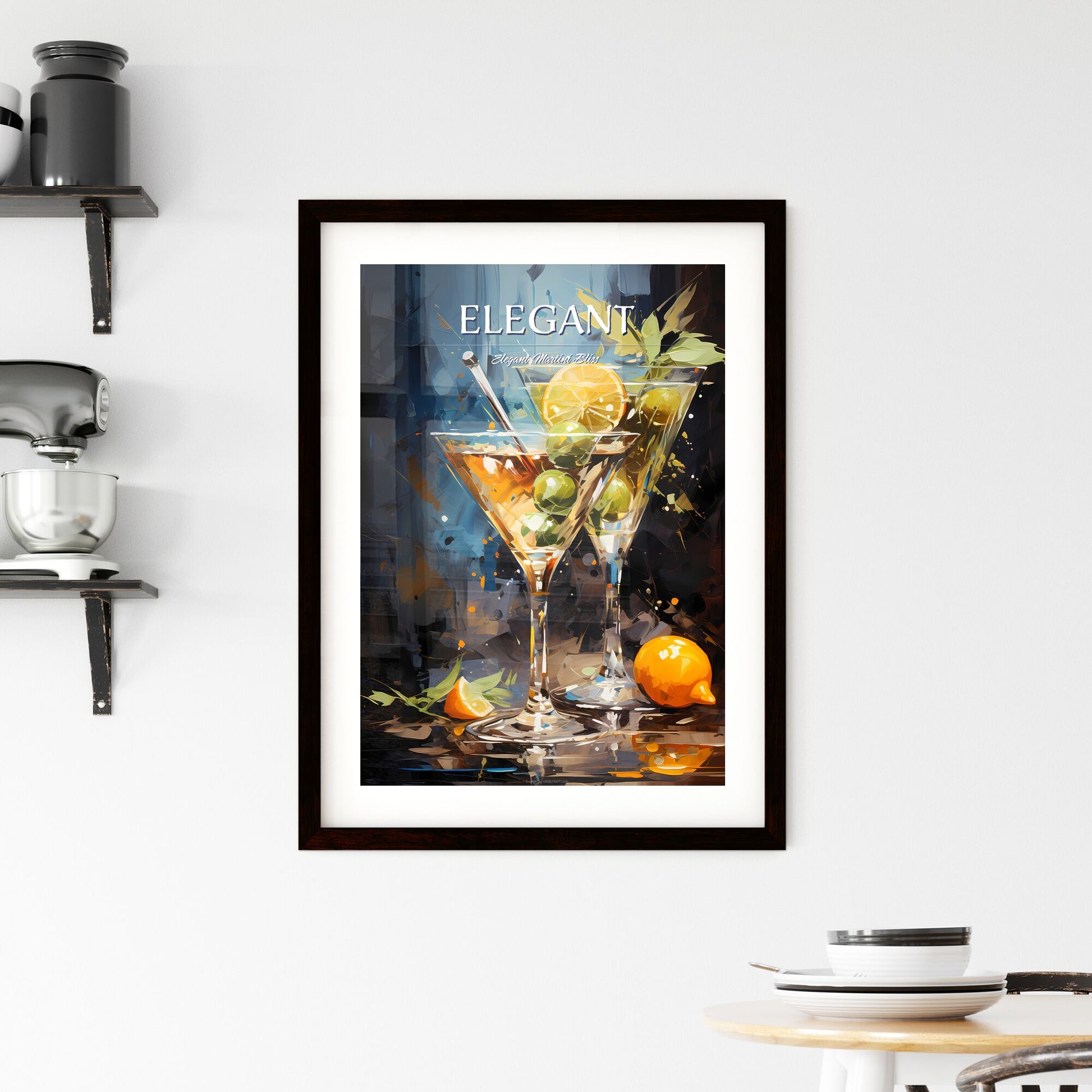 Dirty Martini Gin Vermouth - A Painting Of Two Glasses Of Martini With Fruit Default Title