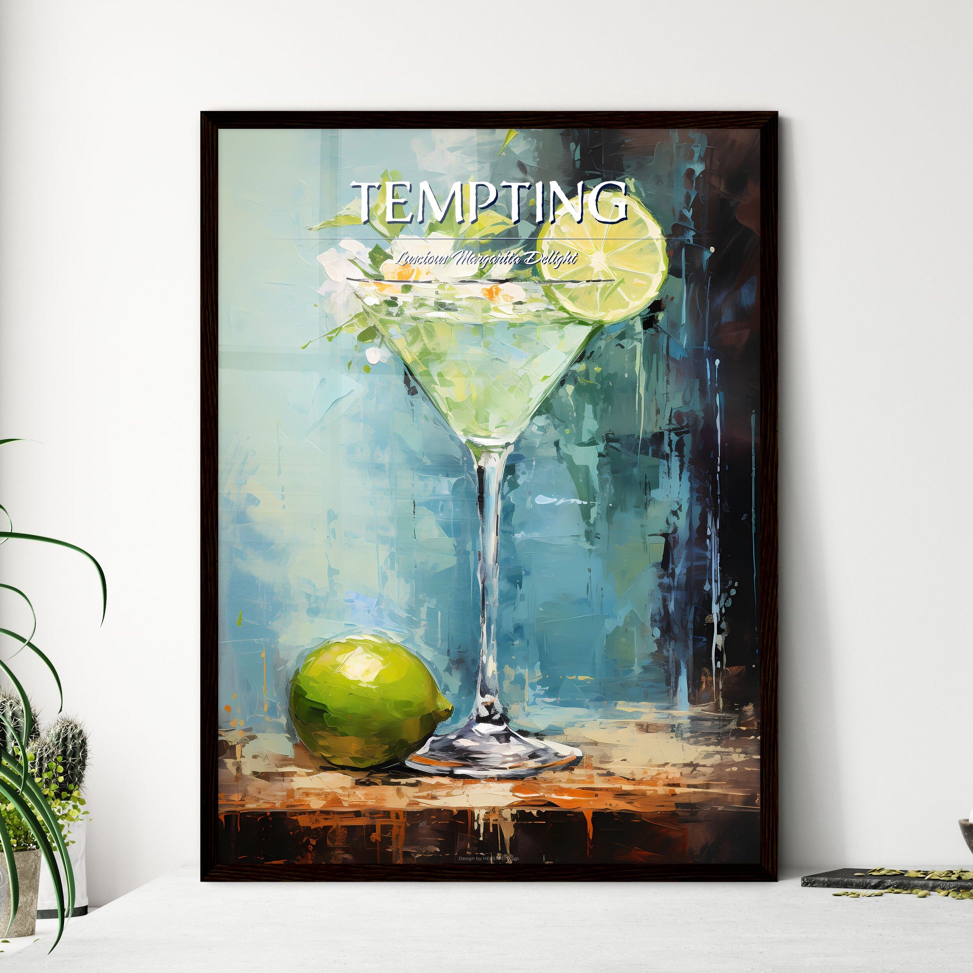 Frozen Margarita Lime - A Painting Of A Martini Glass With A Lime And Flowers Default Title