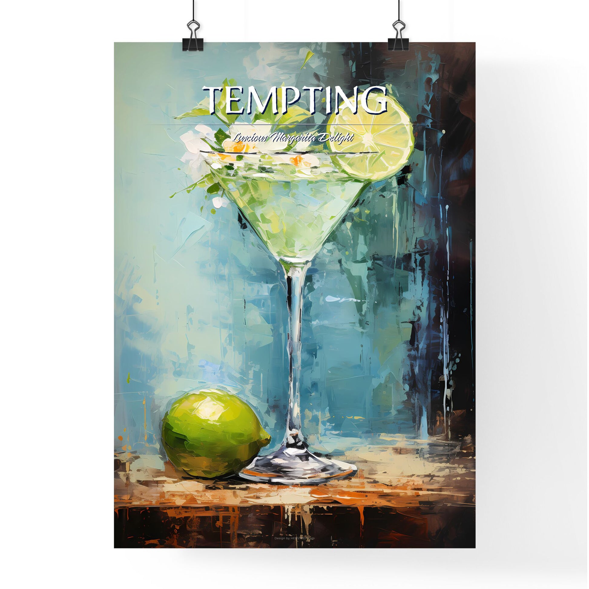 Frozen Margarita Lime - A Painting Of A Martini Glass With A Lime And Flowers Default Title