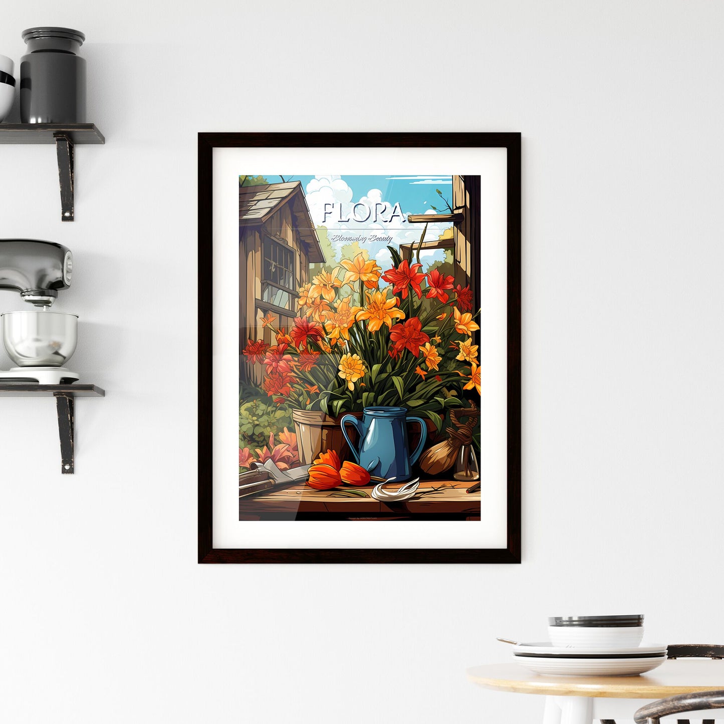 Gardening Tools And Plants On Land - A Painting Of Flowers In A Pot Default Title