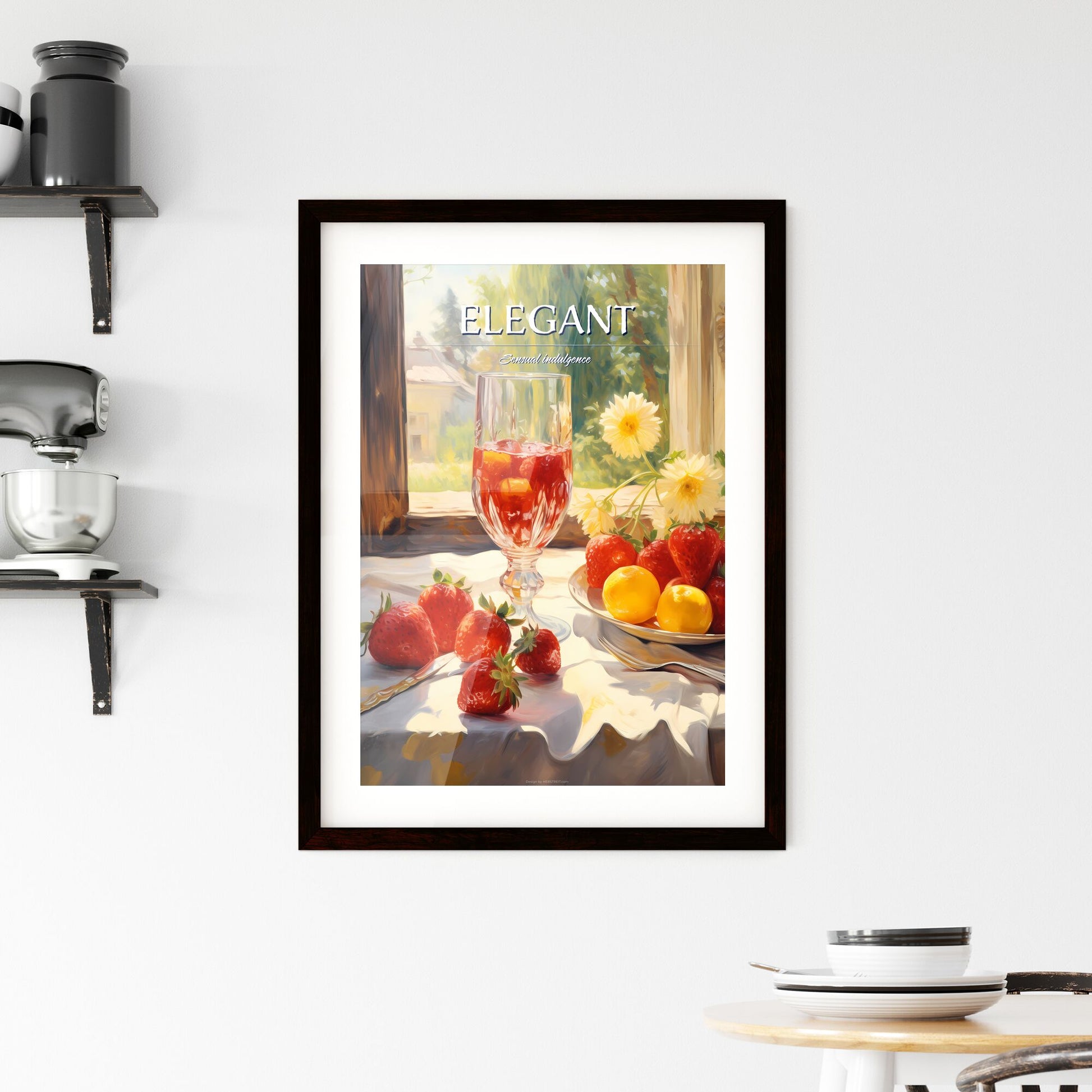 Glass Of Wine Next To A Plate Of Fruit Art Print Default Title