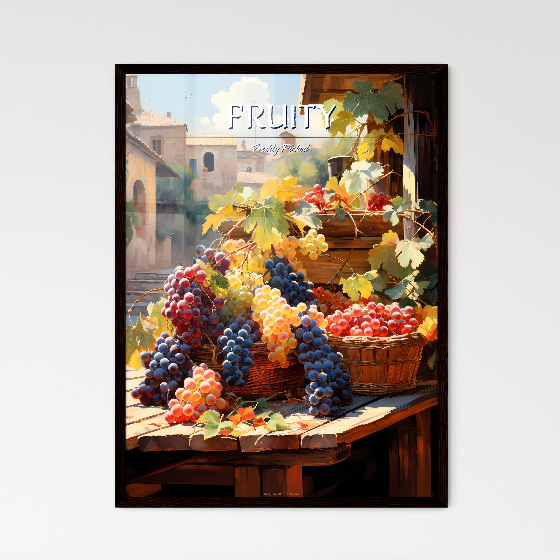 Grapes On Sale In A Tuscan Fruit Market Italy - A Painting Of Grapes On A Table Default Title