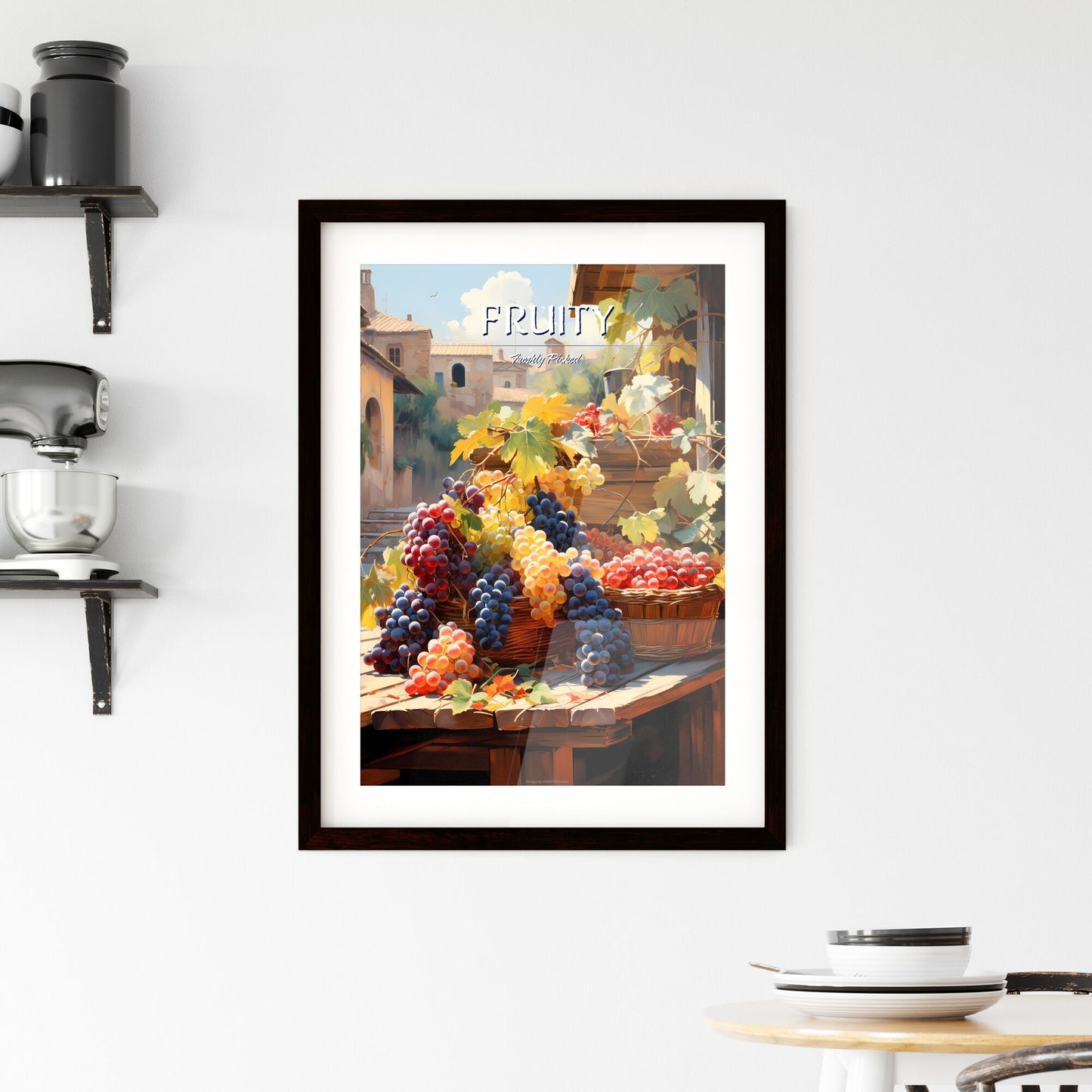 Grapes On Sale In A Tuscan Fruit Market Italy - A Painting Of Grapes On A Table Default Title