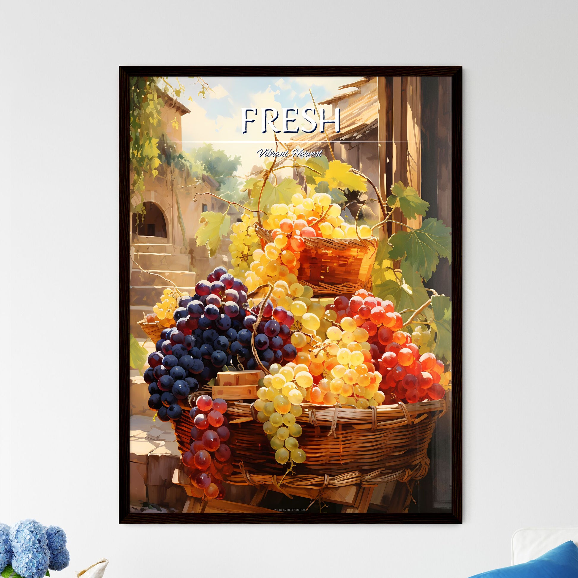 Grapes On Sale In A Tuscan Fruit Market Italy - A Group Of Baskets Of Grapes Default Title