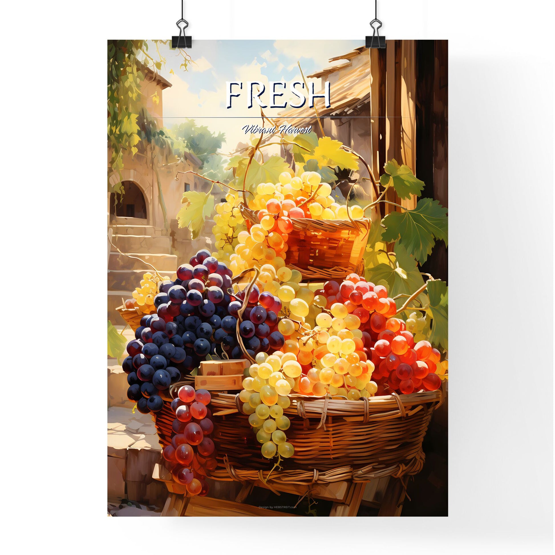 Grapes On Sale In A Tuscan Fruit Market Italy - A Group Of Baskets Of Grapes Default Title