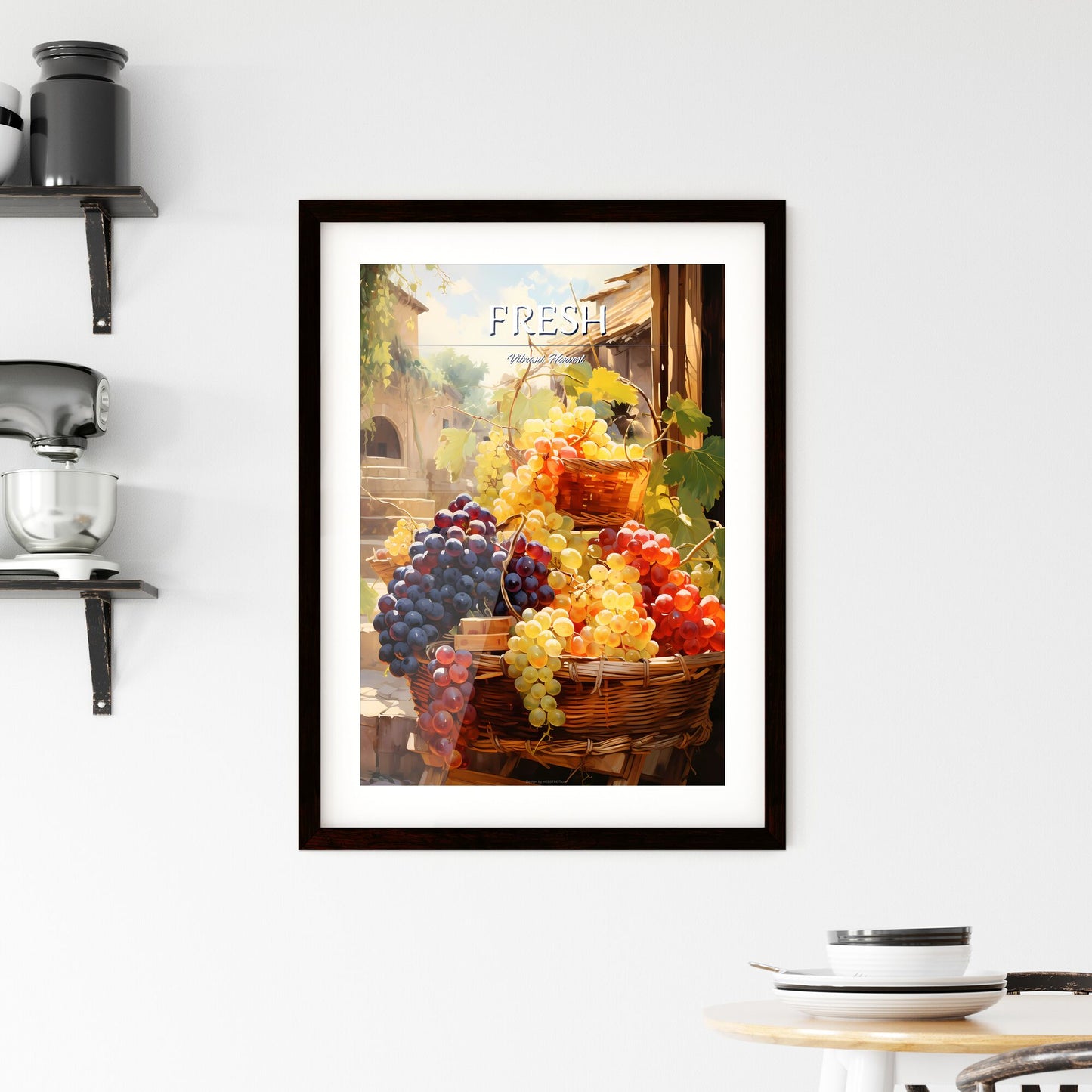 Grapes On Sale In A Tuscan Fruit Market Italy - A Group Of Baskets Of Grapes Default Title