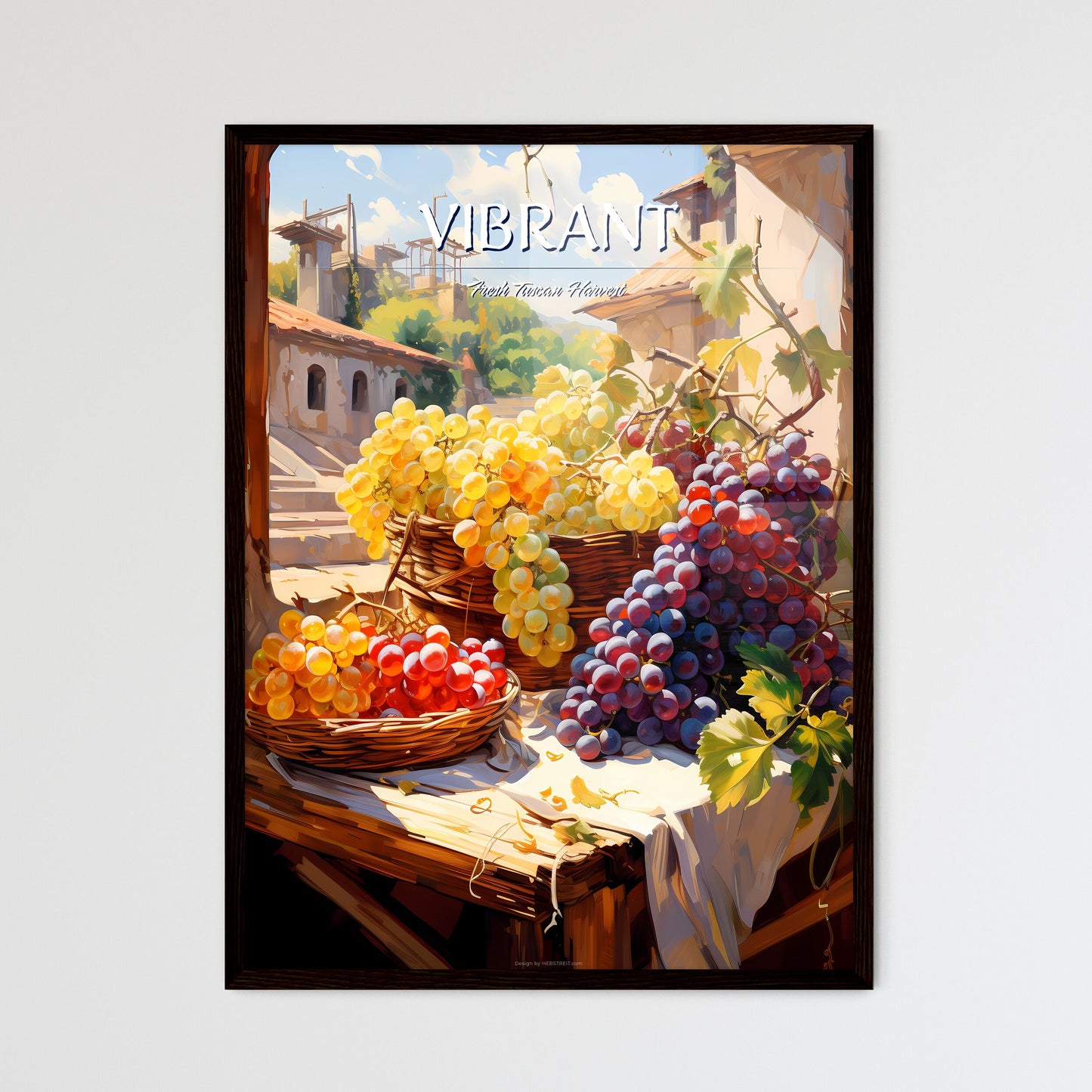 Grapes On Sale In A Tuscan Fruit Market Italy - A Painting Of Grapes In Baskets Default Title