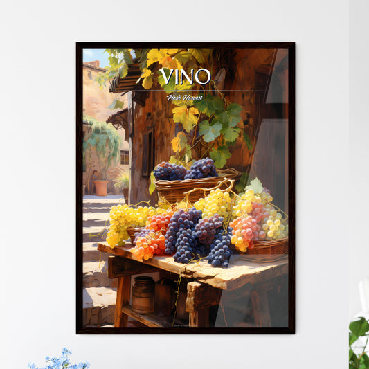 Grapes On Sale In A Tuscan Fruit Market Italy - A Group Of Baskets Of Grapes On A Table Outside A Building Default Title