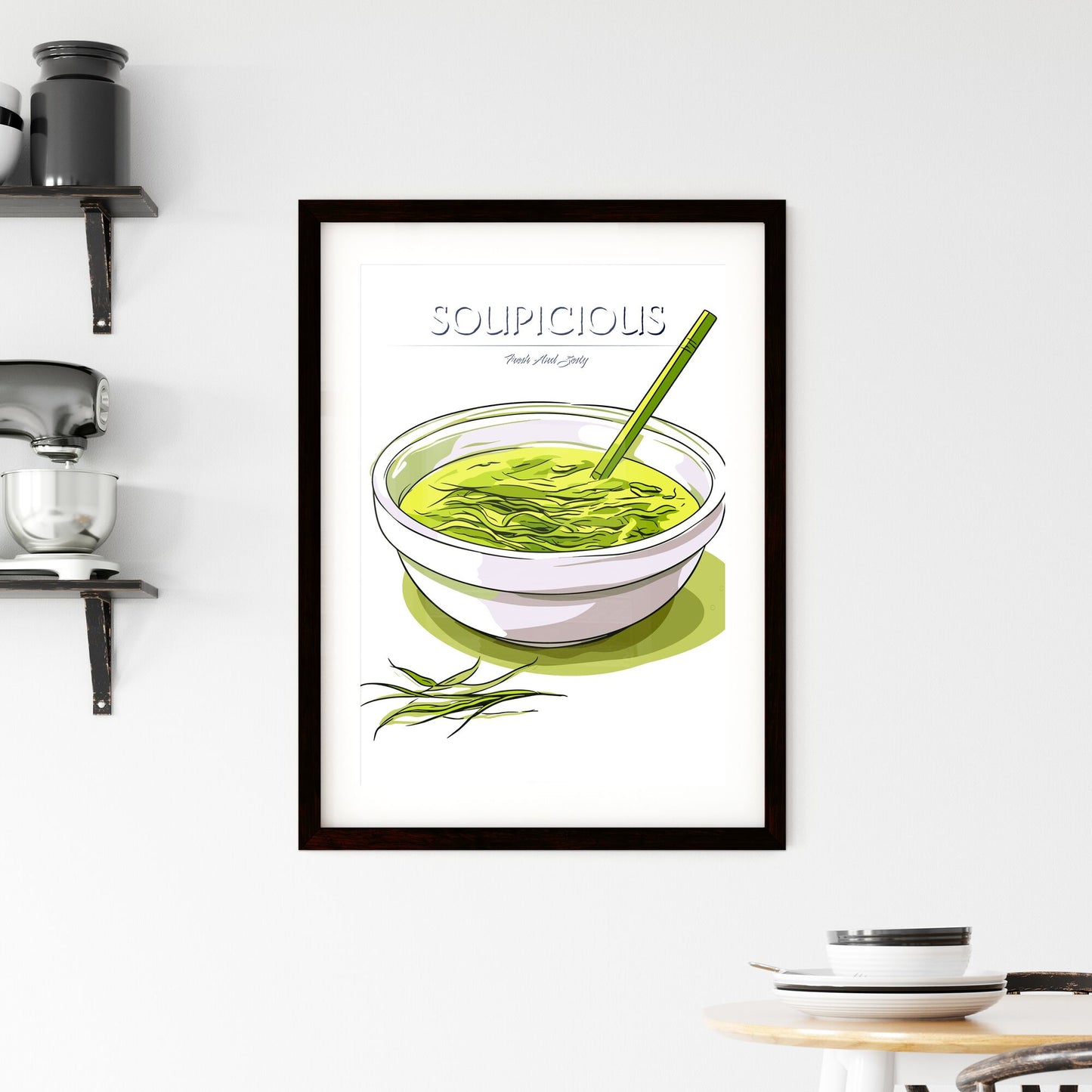 Green Tea On A White Background - A Bowl Of Soup With A Spoon Default Title