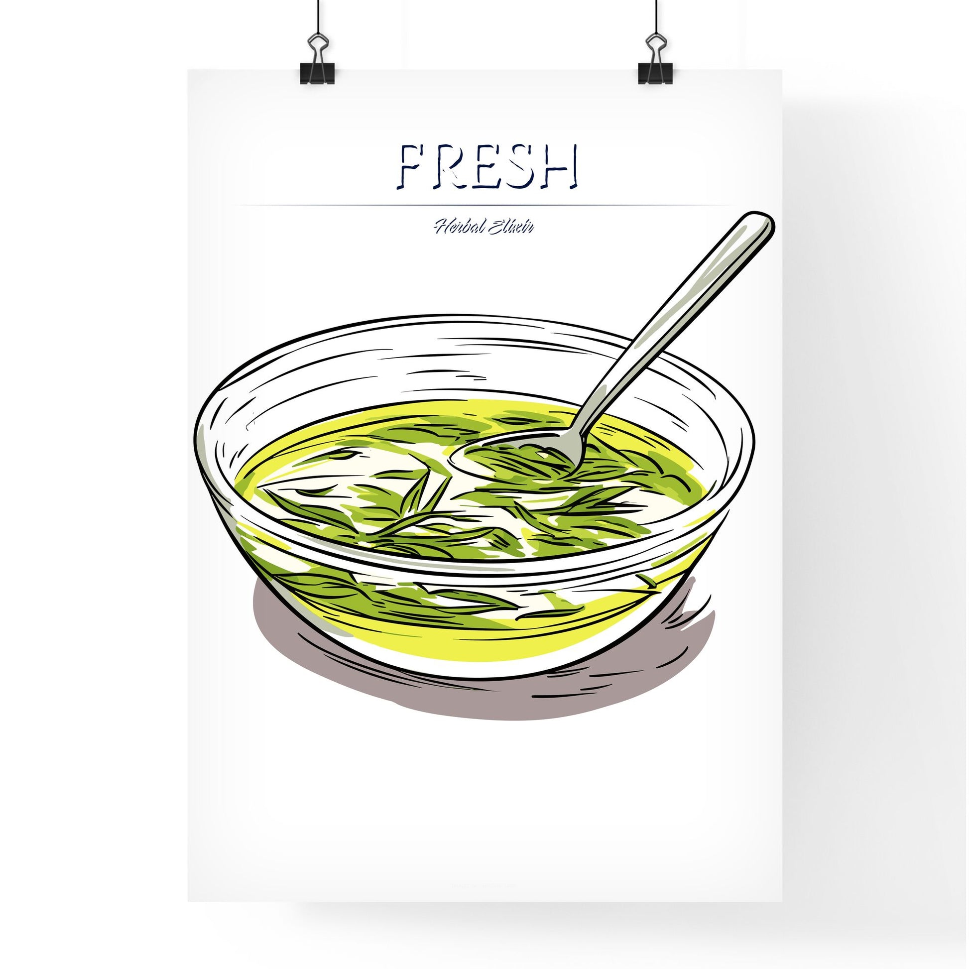 Green Tea On A White Background - A Bowl Of Soup With A Spoon Default Title