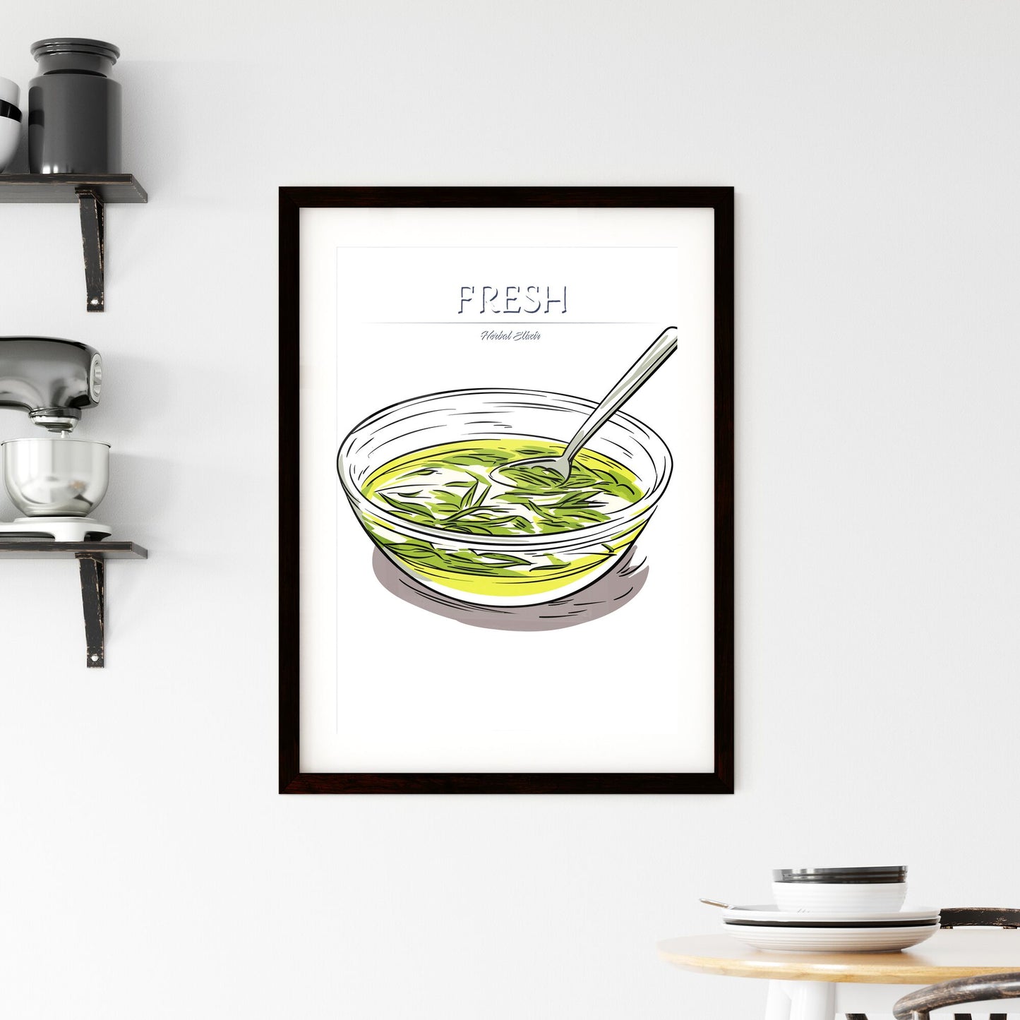 Green Tea On A White Background - A Bowl Of Soup With A Spoon Default Title