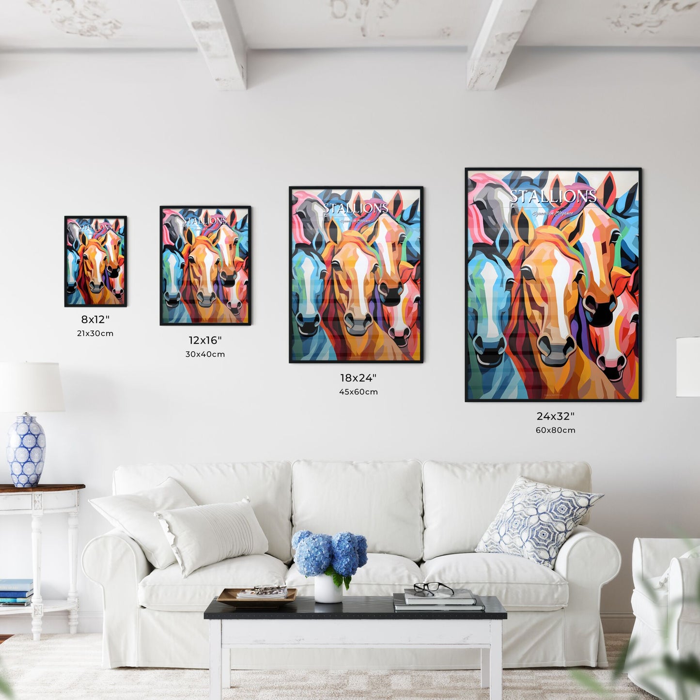 Group Of Horses Painted On A Wall Art Print Default Title