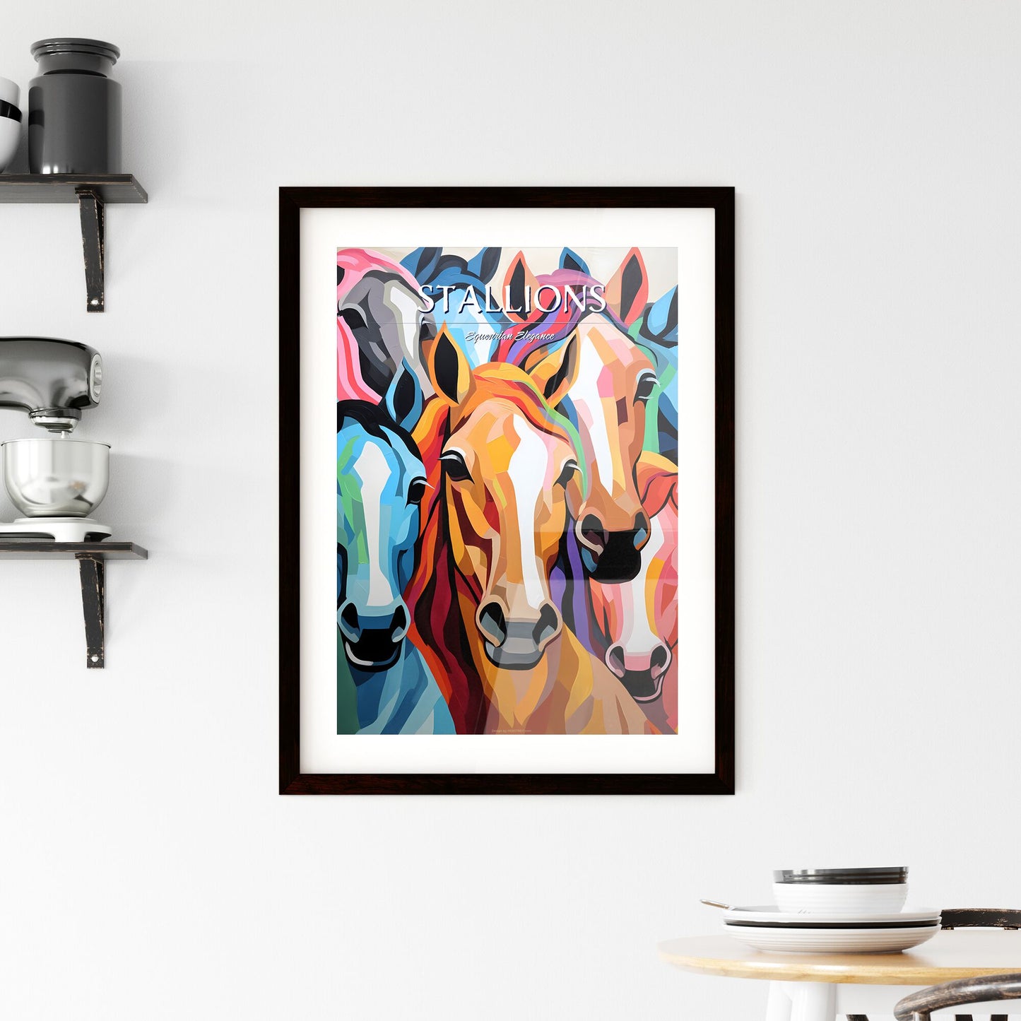 Group Of Horses Painted On A Wall Art Print Default Title