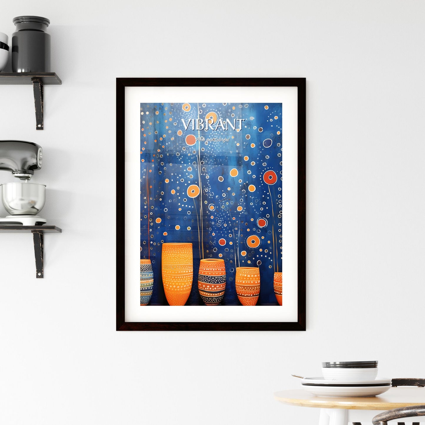 Group Of Orange And Blue Vases Art Print Default Title