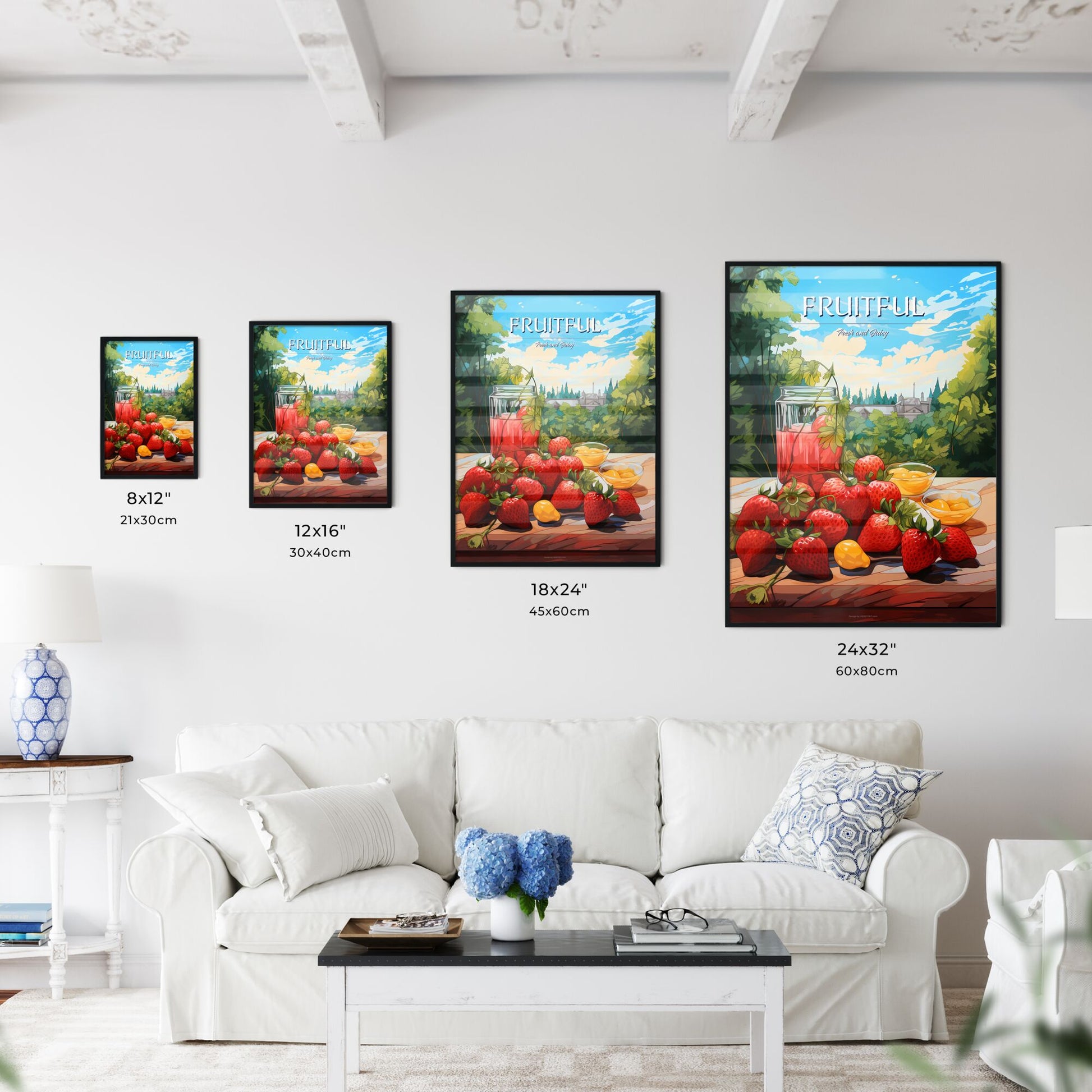 Group Of Strawberries And A Jar Of Fruit Art Print Default Title