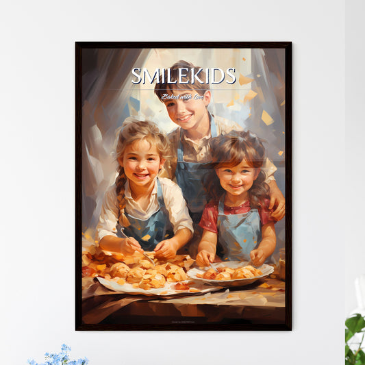 Happy Family Funny Kids Bake Cookies In Kitchen - A Group Of Children Smiling And Eating Food Default Title