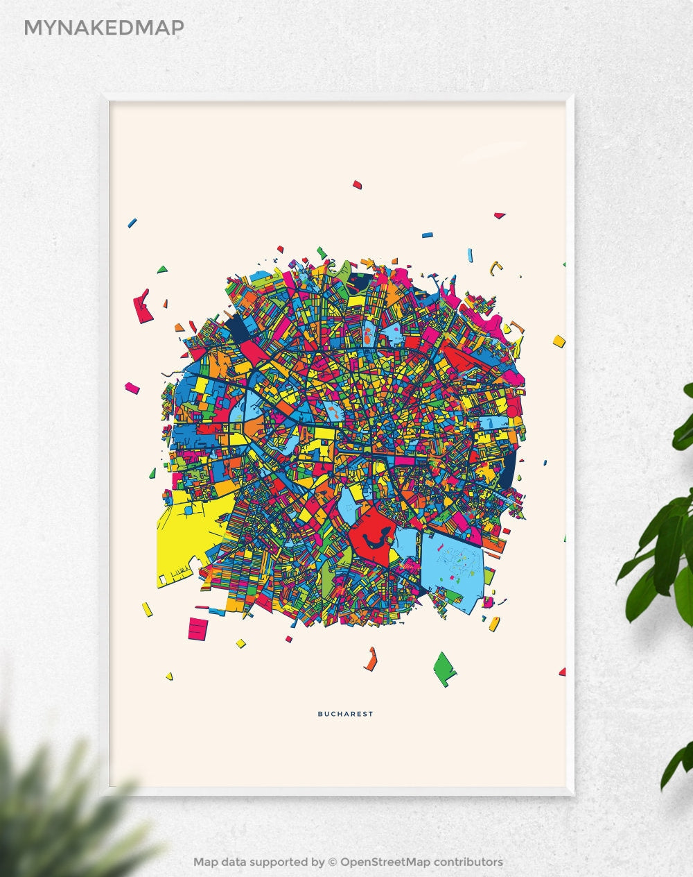 Bucharest Romania Art Map, Vibrant Cityscapes of Europe, Perfect Decor for Home and Business