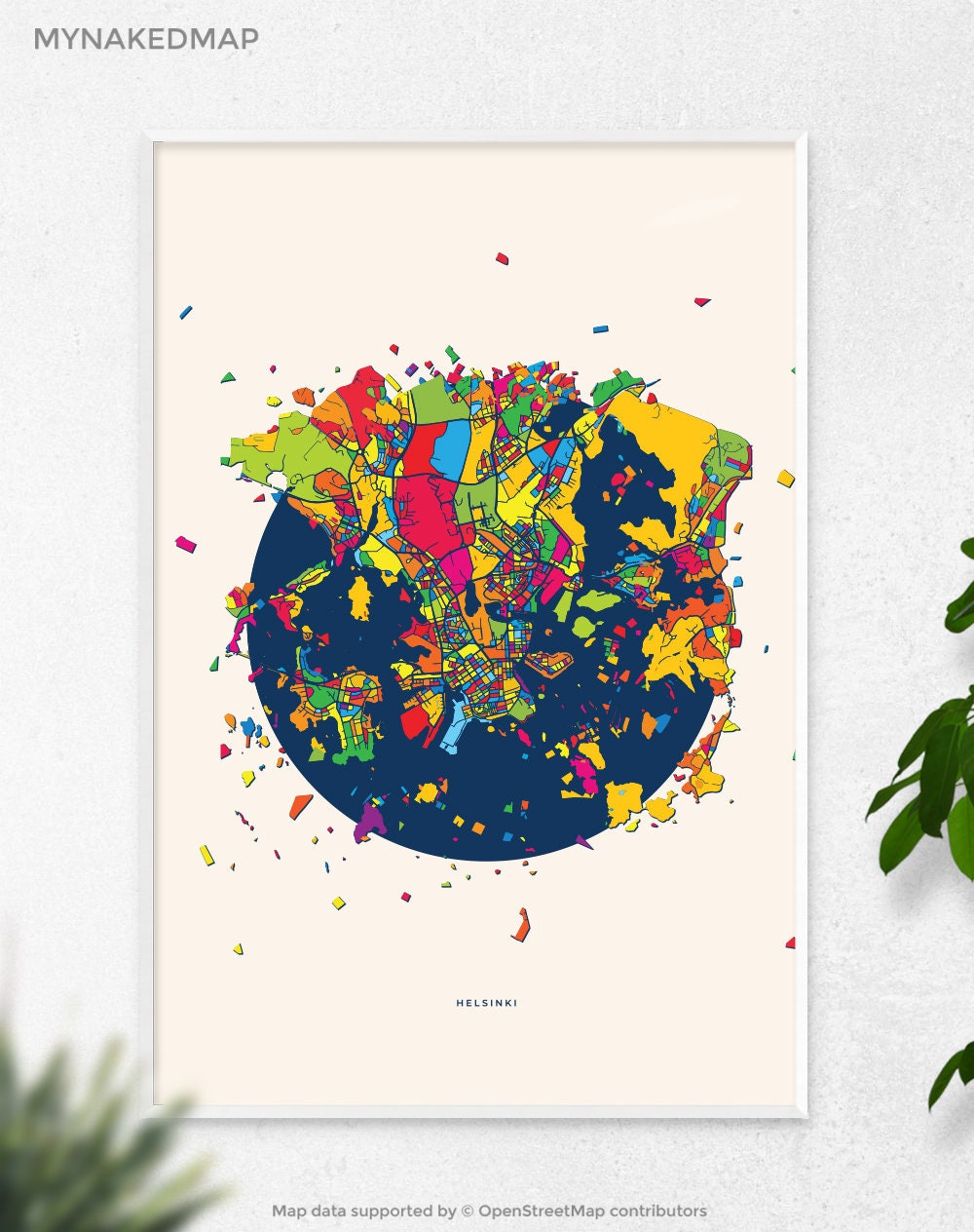 Helsinki Finland Art Map, Vibrant Cityscapes of Europe, Perfect Decor for Home and Business