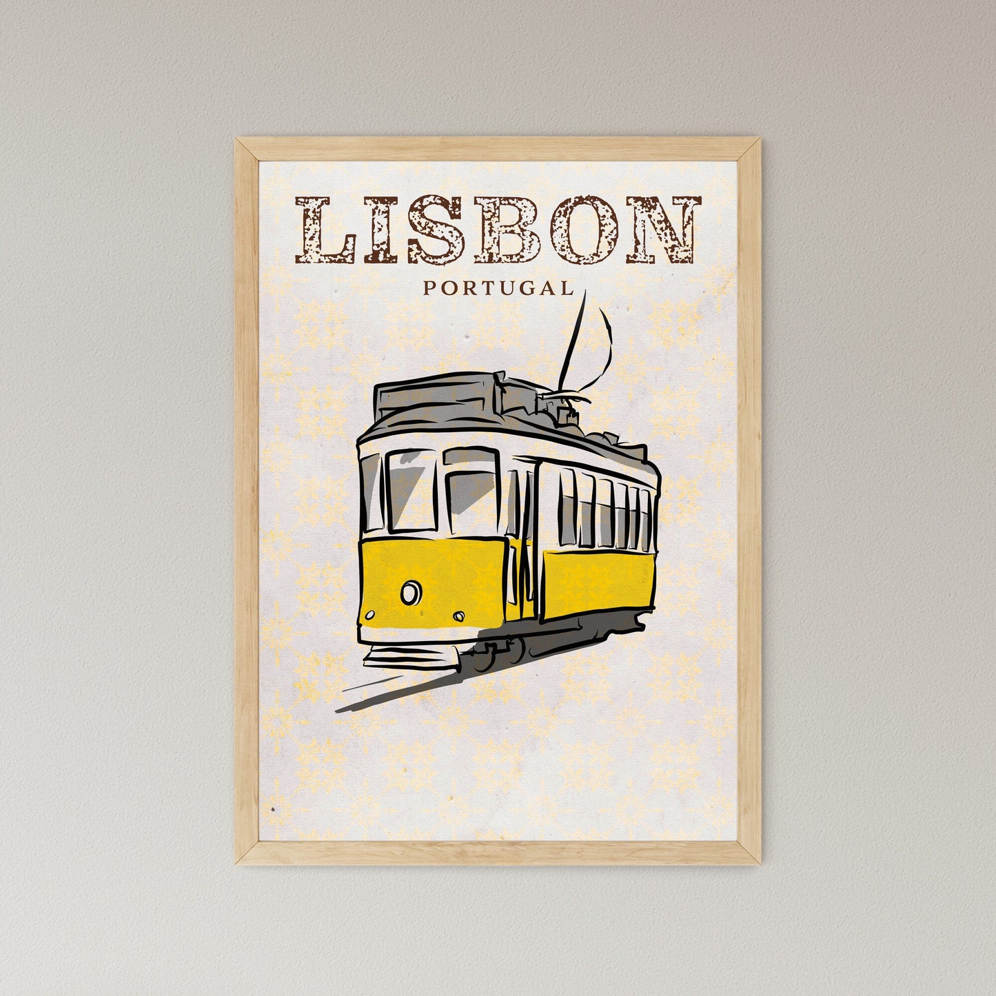 Lisbon Tram Poster Hand Drawn Wall Art
