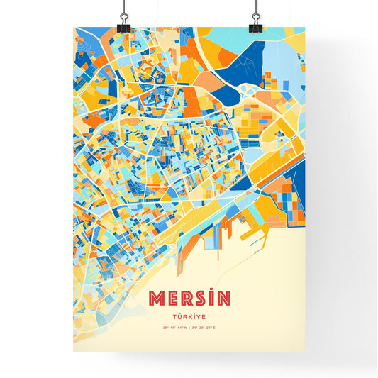 Colorful Mersin Turkey Fine Art Map Print