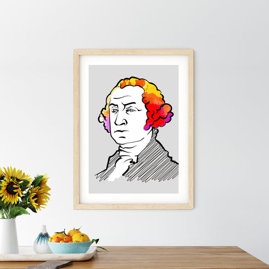 George Washington Portrait Poster With Colorful Hair. Perfect print for patriots.