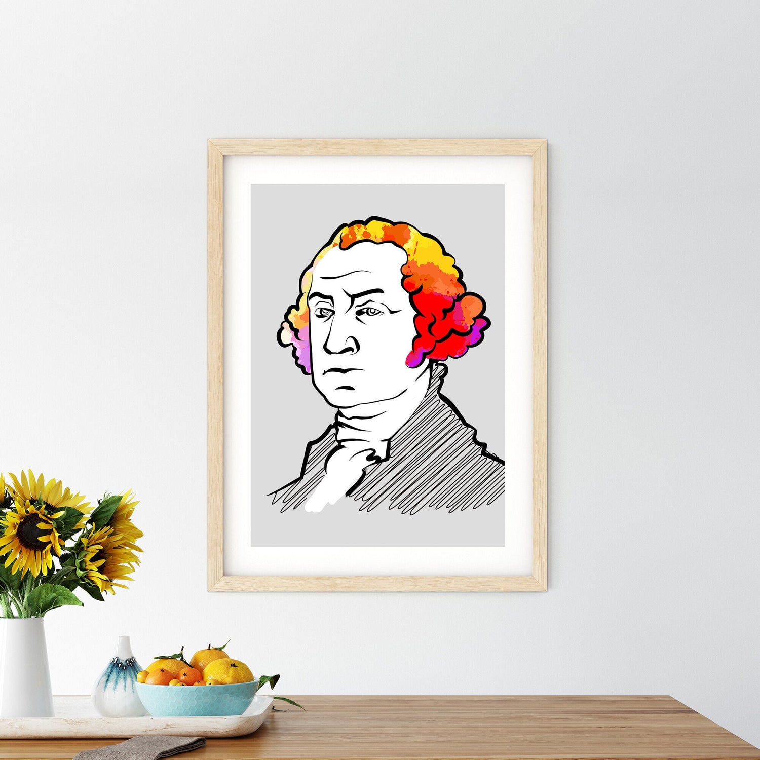 George Washington Portrait Poster With Color - Framed Art Print