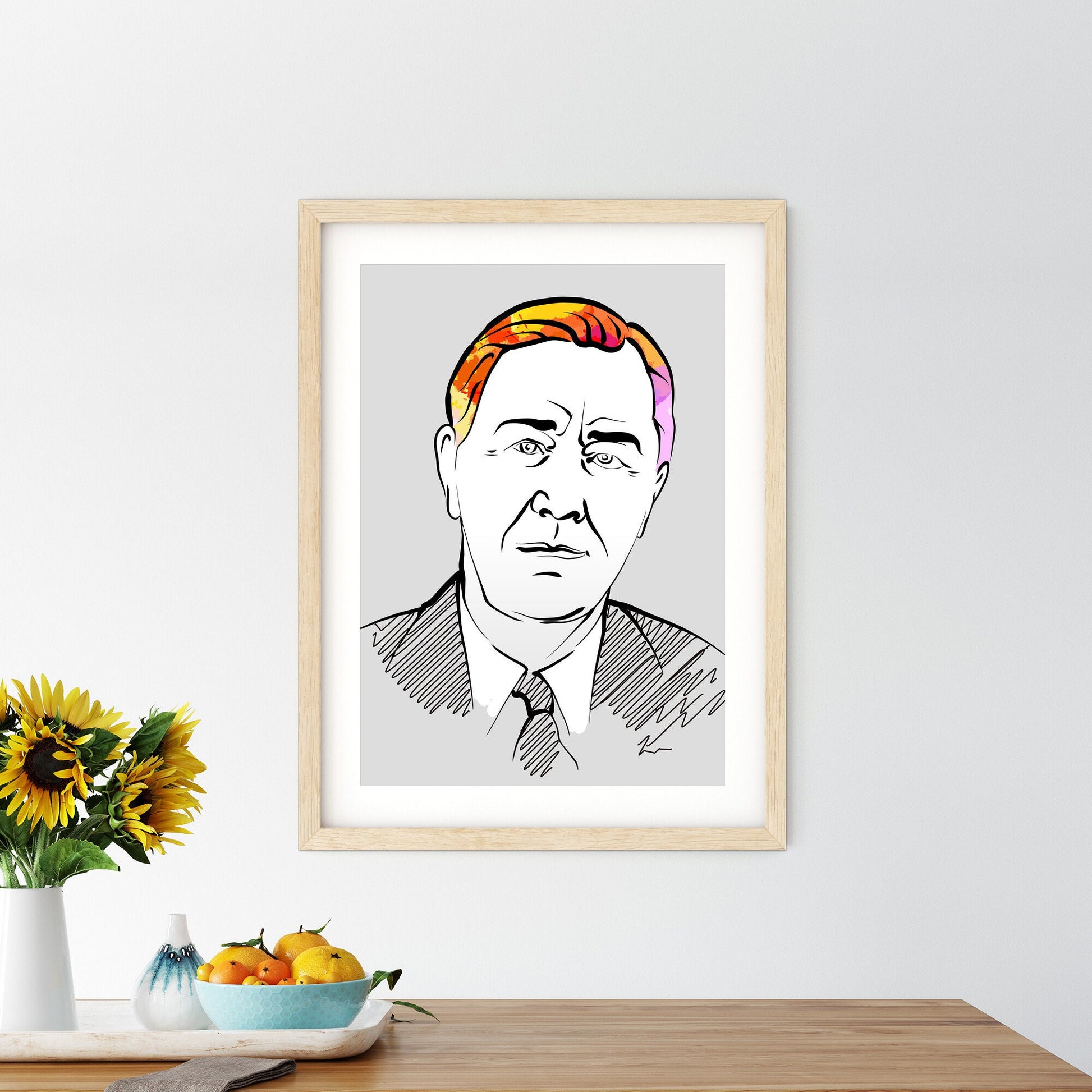 Franklin D. Roosevelt Portrait Poster With Colorful Hair. Perfect print for patriots.