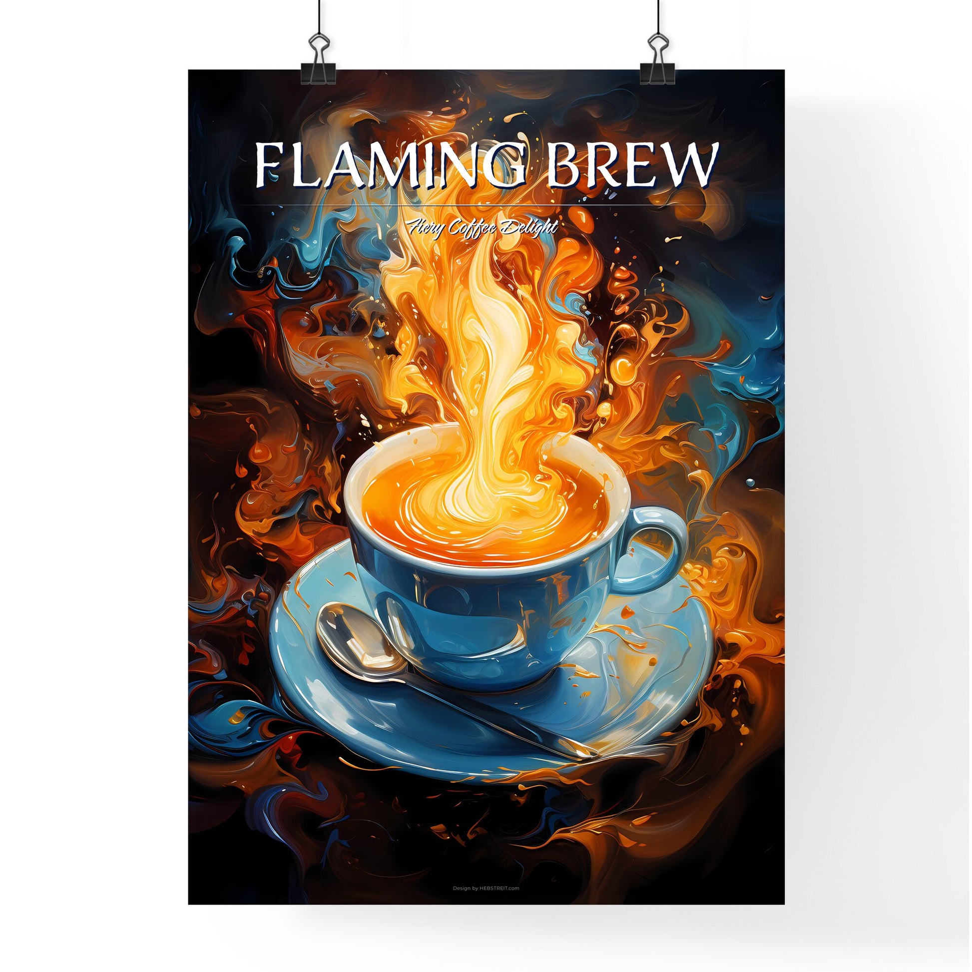 Illustration For All The Coffee Lovers - A Cup Of Hot Beverage With Flames Coming Out Of It Default Title