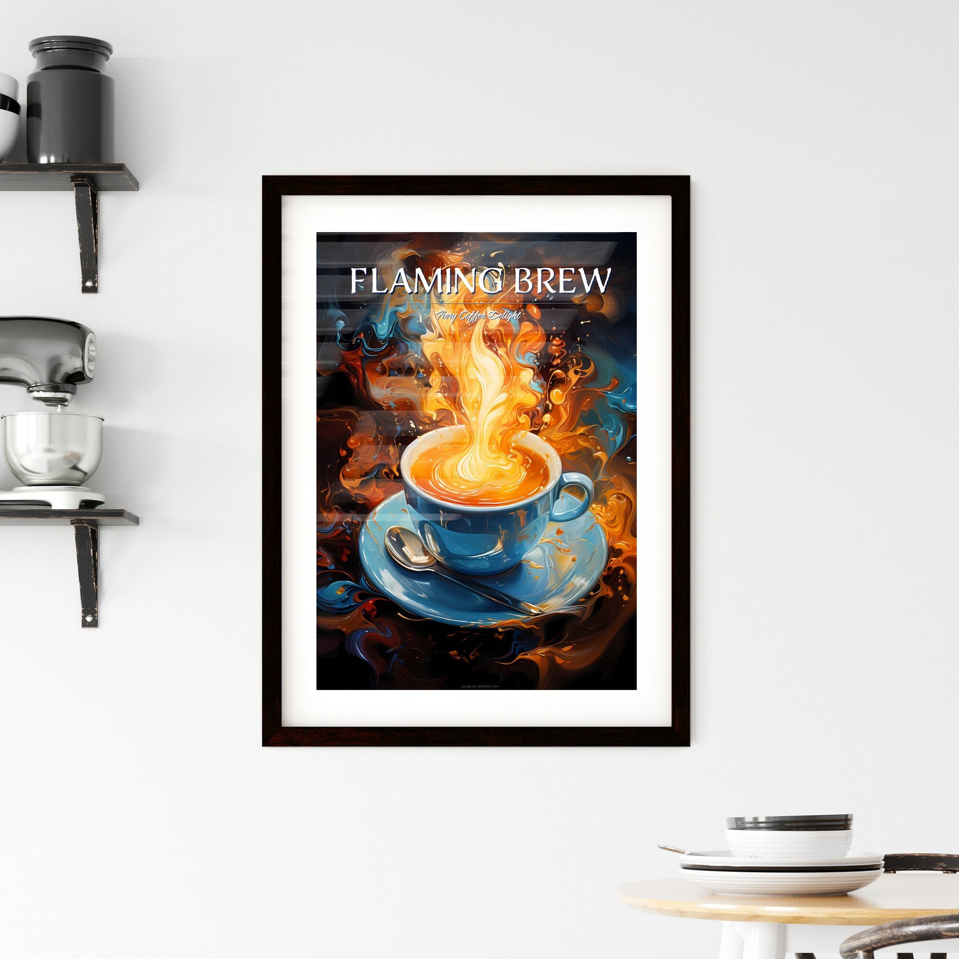 Illustration For All The Coffee Lovers - A Cup Of Hot Beverage With Flames Coming Out Of It Default Title