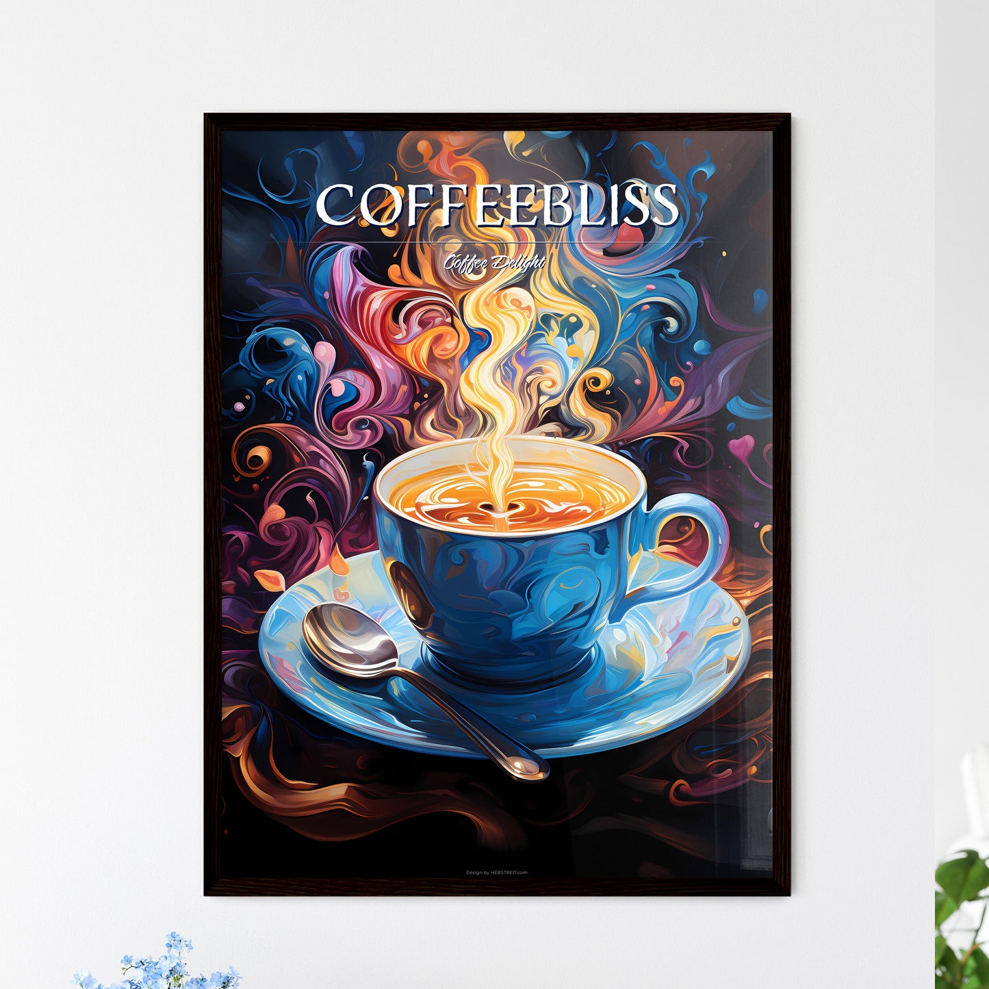 Illustration For All The Coffee Lovers - A Blue Cup With A Spoon And Colorful Swirls Default Title