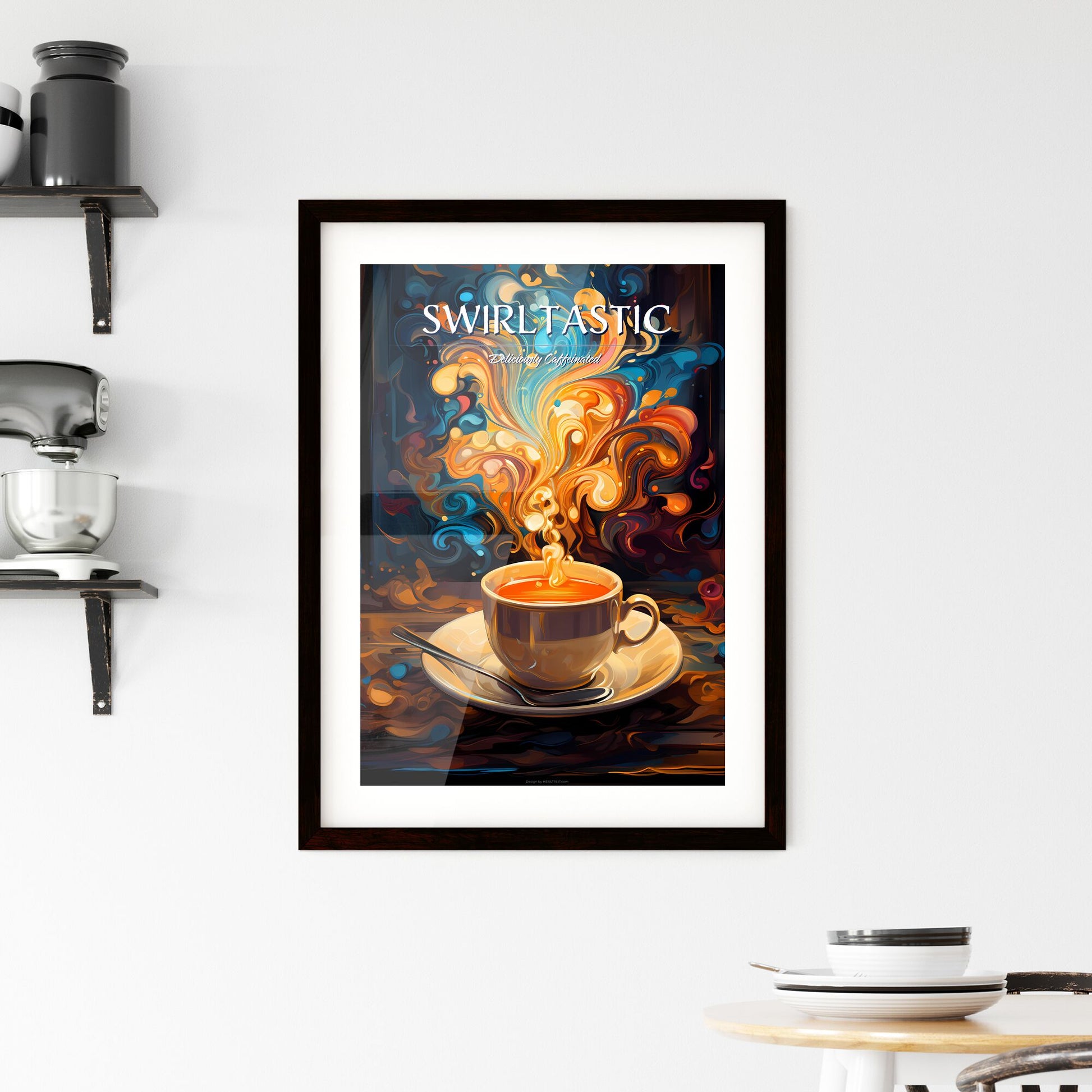 Illustration For All The Coffee Lovers - A Cup Of Liquid With Colorful Swirls Default Title