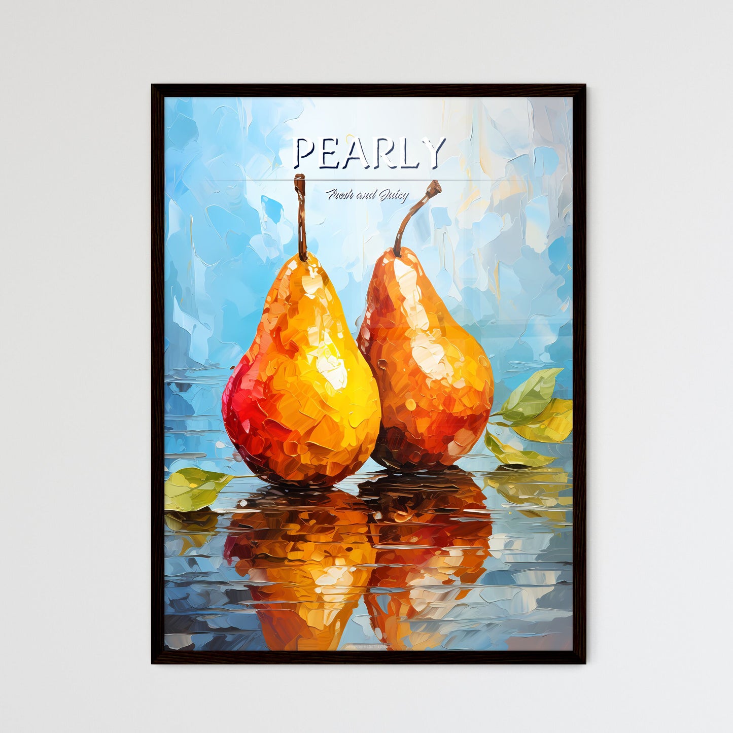 Illustration Of Two Original Pear - A Pair Of Pears With Leaves Default Title