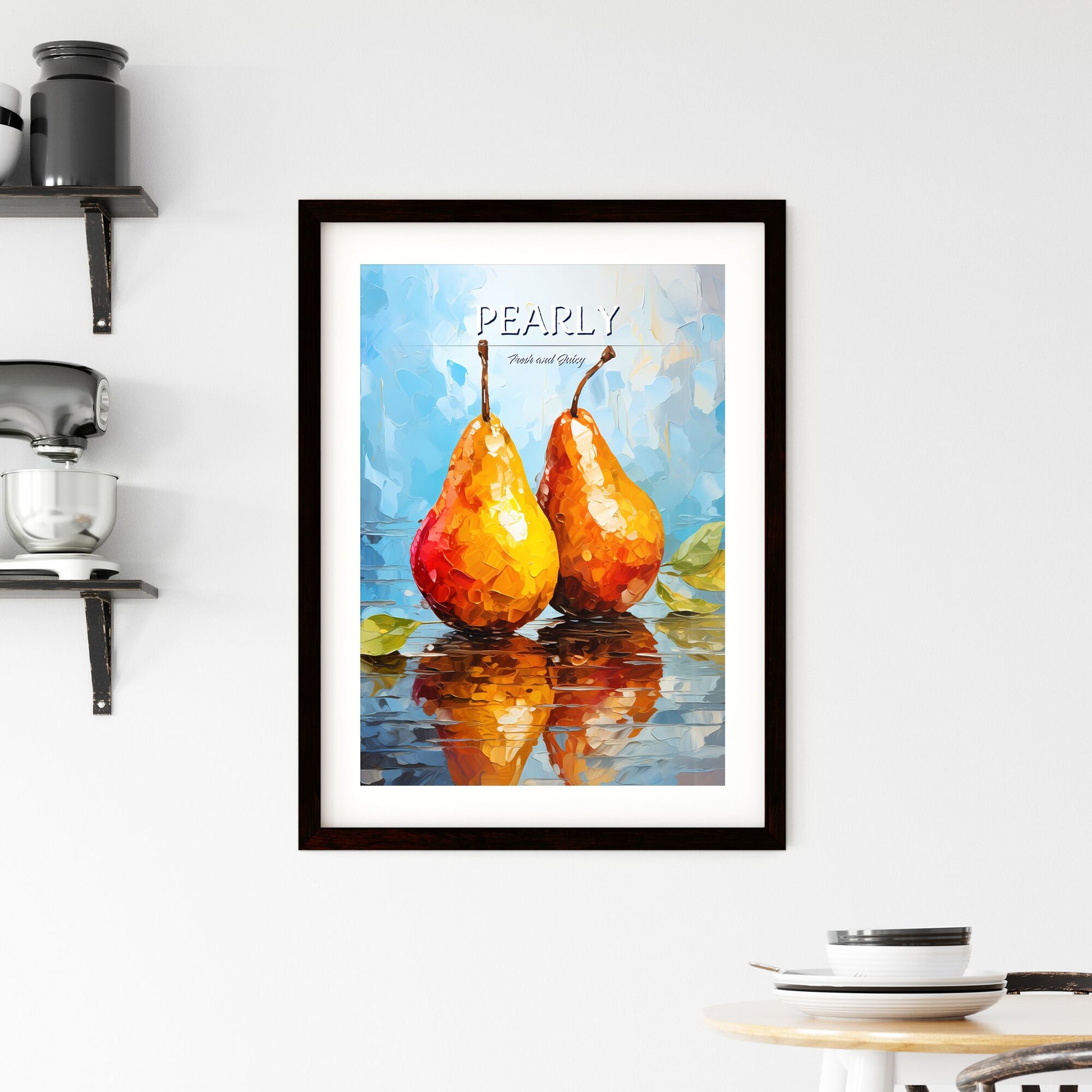 Illustration Of Two Original Pear - A Pair Of Pears With Leaves Default Title