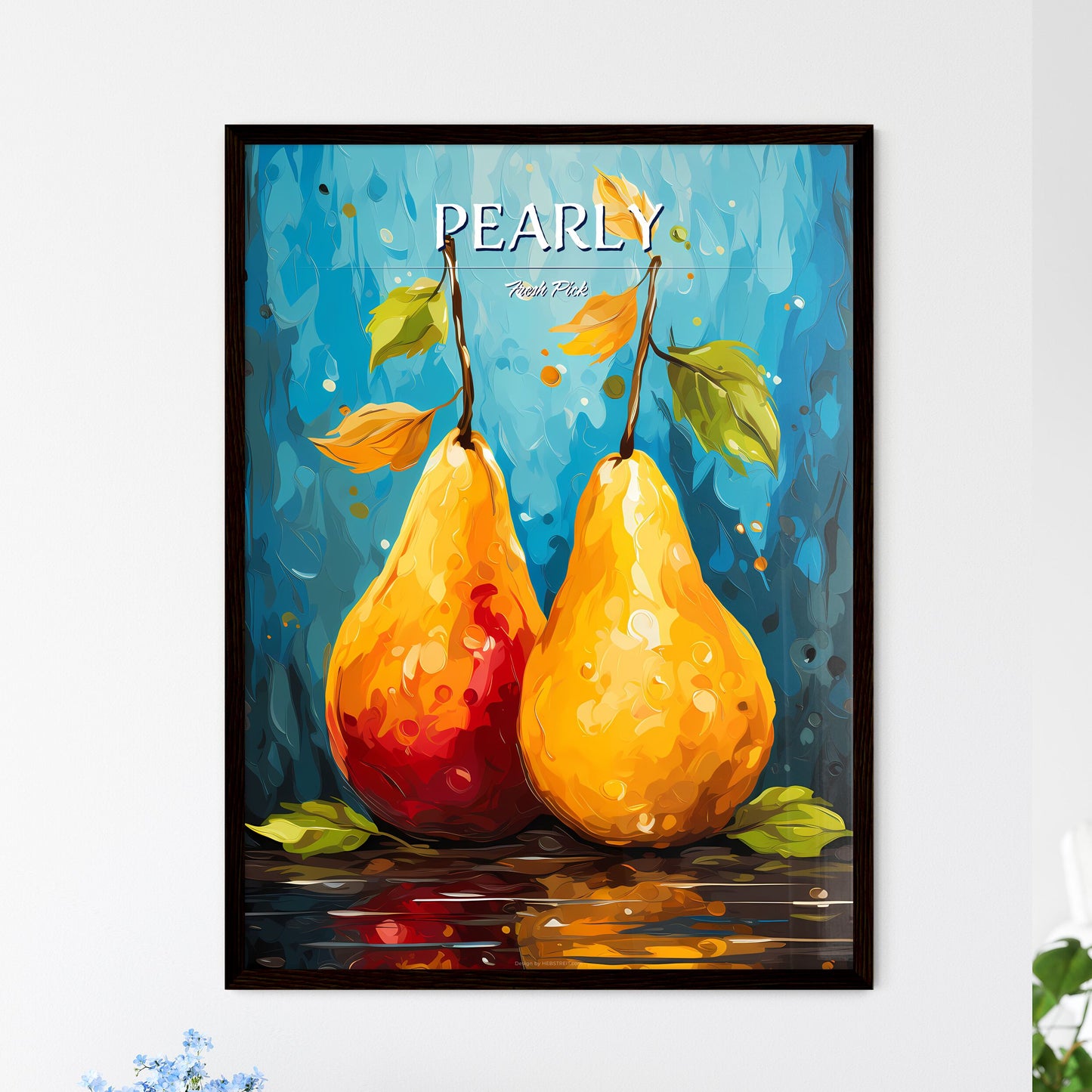 Illustration Of Two Original Pear - A Pair Of Pears With Leaves Default Title