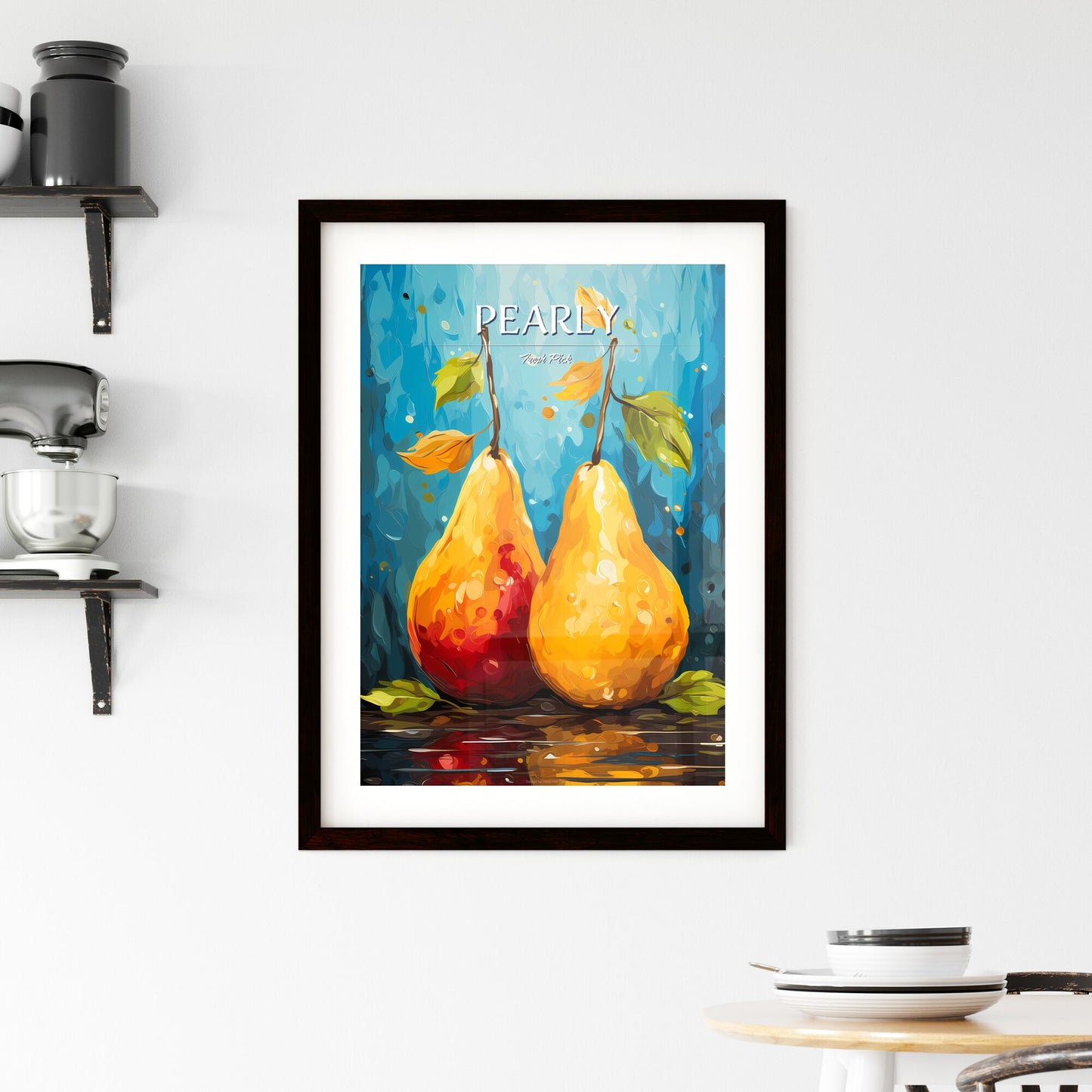 Illustration Of Two Original Pear - A Pair Of Pears With Leaves Default Title