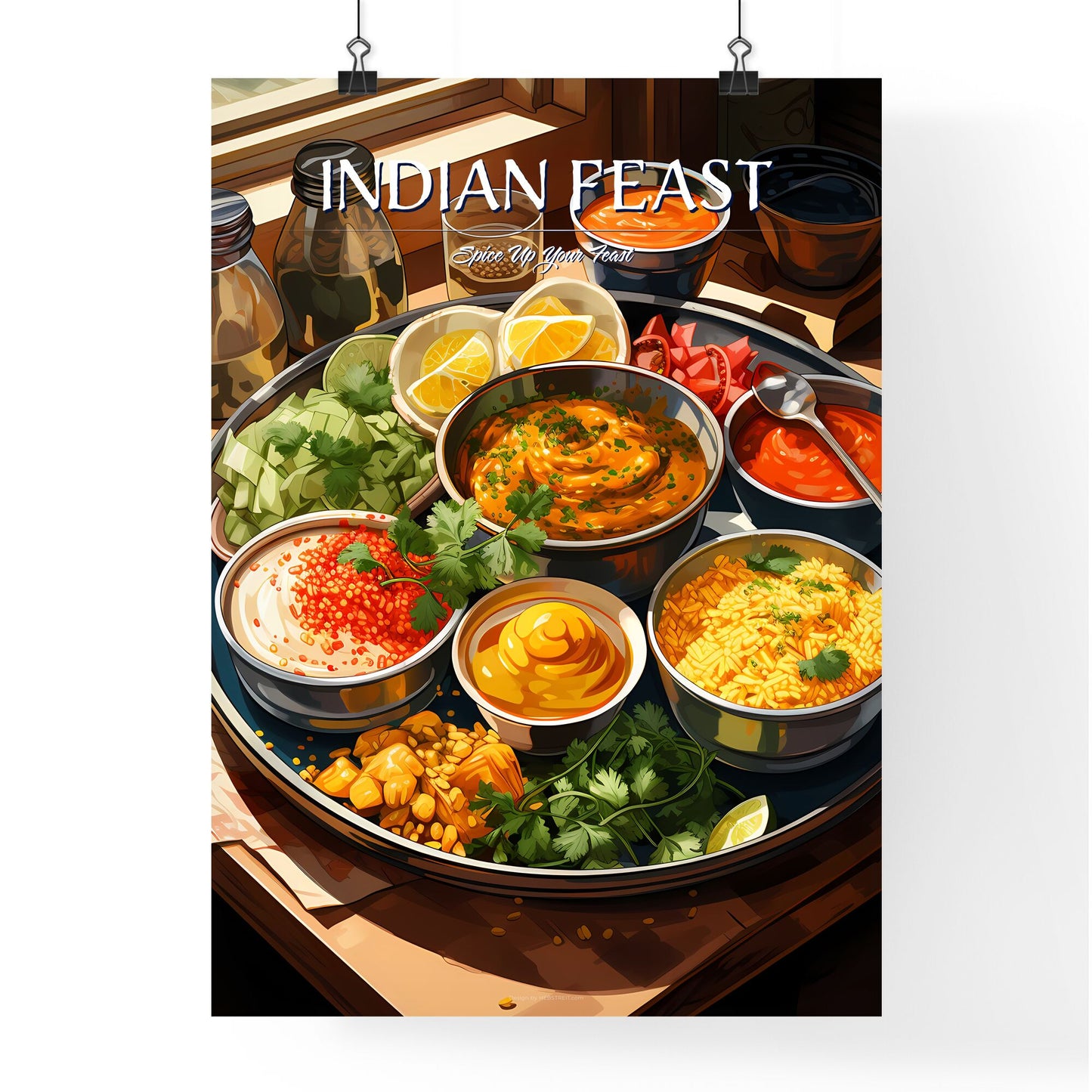 Indian Meal Thali Consisting Of Different Curry - A Tray Of Food With Different Sauces Default Title