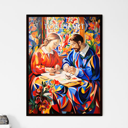 Madonna Is Making Her Toilet - A Painting Of A Man And A Woman Sitting At A Table Default Title