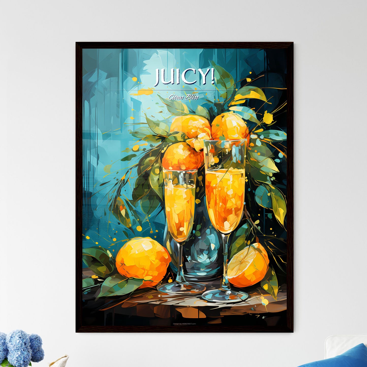 Mango Mimosa Cocktail - A Painting Of Two Glasses Of Orange Juice Next To Oranges Default Title