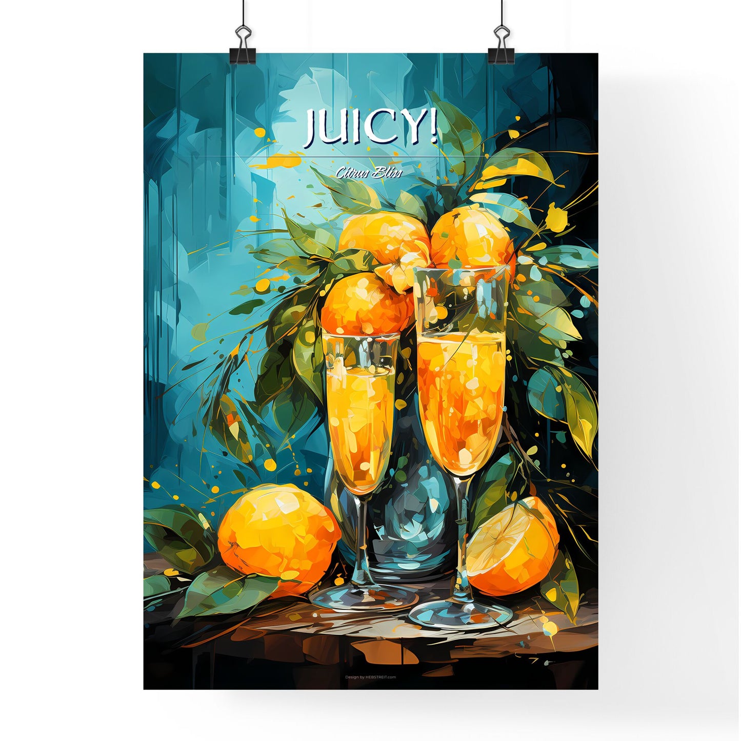 Mango Mimosa Cocktail - A Painting Of Two Glasses Of Orange Juice Next To Oranges Default Title