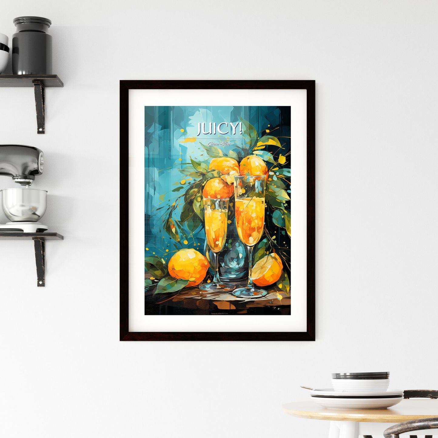 Mango Mimosa Cocktail - A Painting Of Two Glasses Of Orange Juice Next To Oranges Default Title