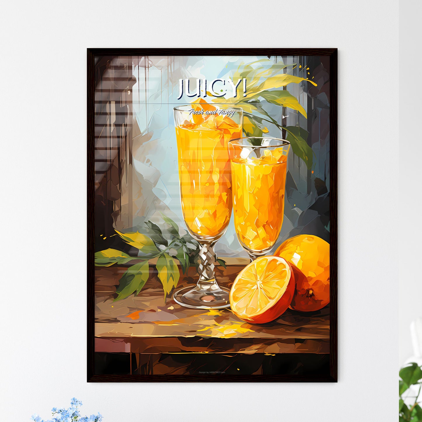 Mango Mimosa Cocktail - A Painting Of Two Glasses Of Orange Juice Next To Oranges Default Title