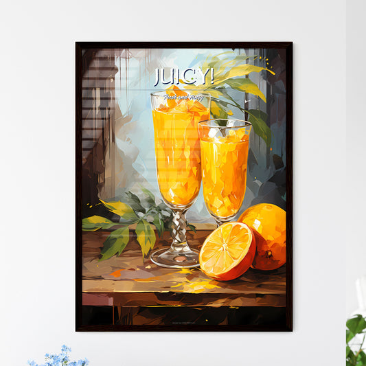 Mango Mimosa Cocktail - A Painting Of Two Glasses Of Orange Juice Next To Oranges Default Title