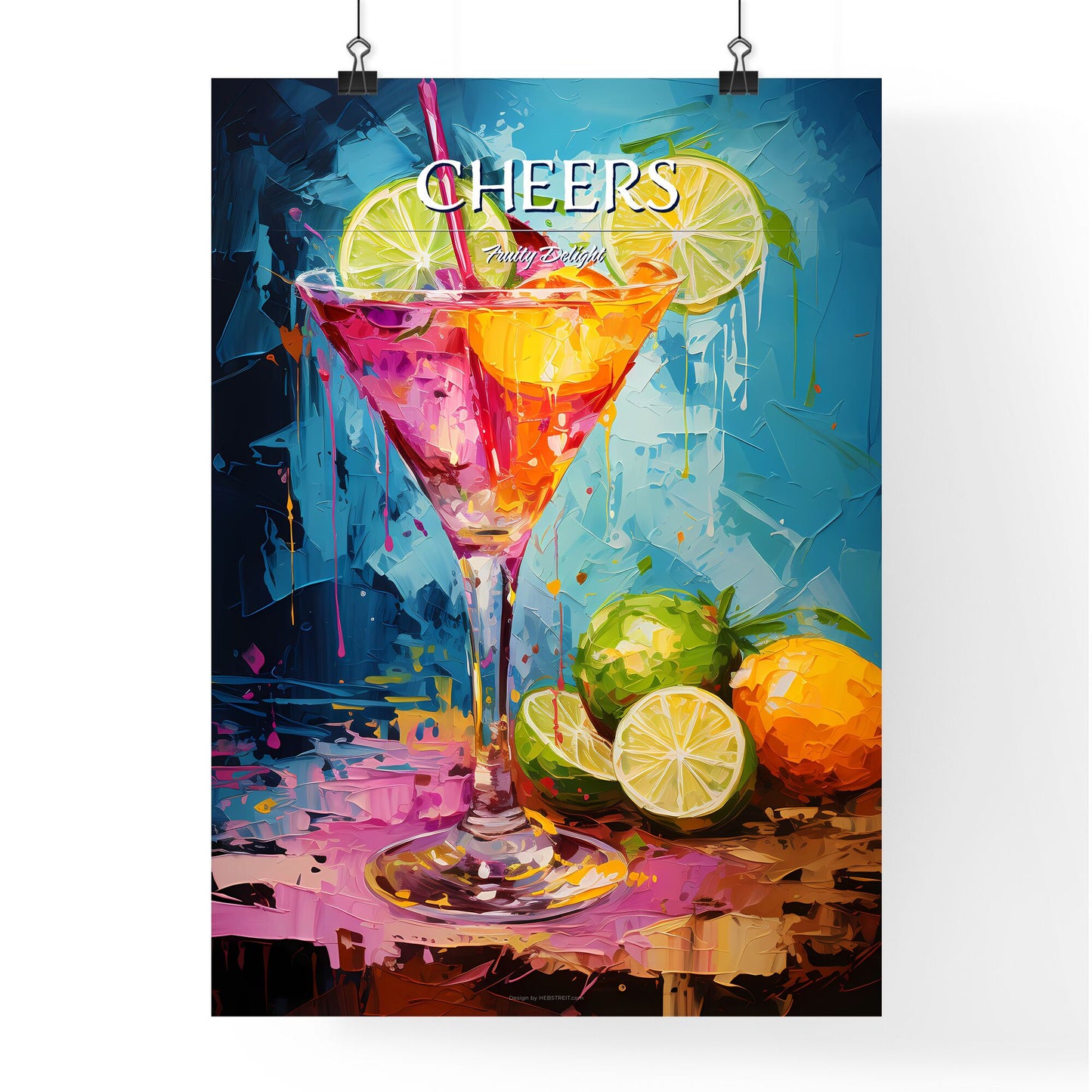 Margarita Cocktail - A Painting Of A Glass With A Drink And Fruit Default Title