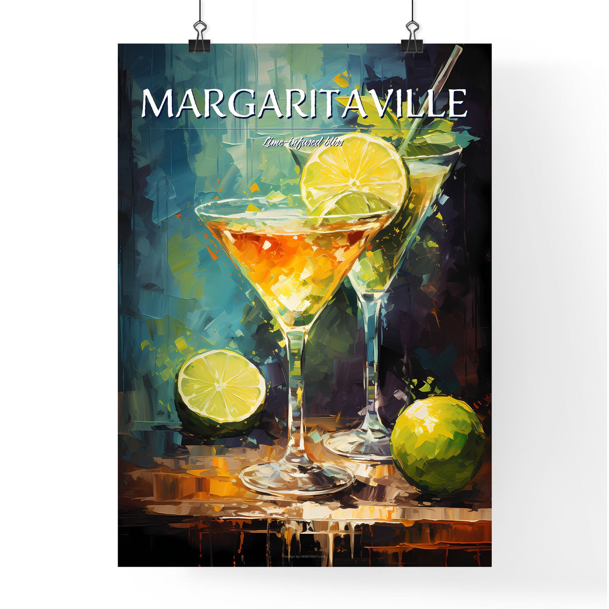 Margarita Cocktail - A Painting Of A Couple Of Martini Glasses With Limes Default Title