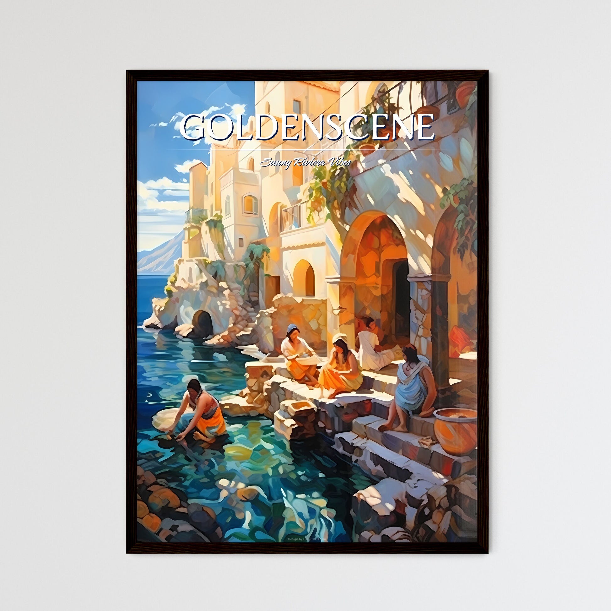 Mediterranean Sea Bath Scene In The Golden 20S - A Group Of People Sitting On Steps Near Water Default Title