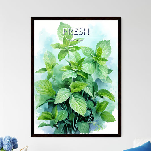 Mint Leaves Watercolor Illustration - A Clos - Framed Art Print
